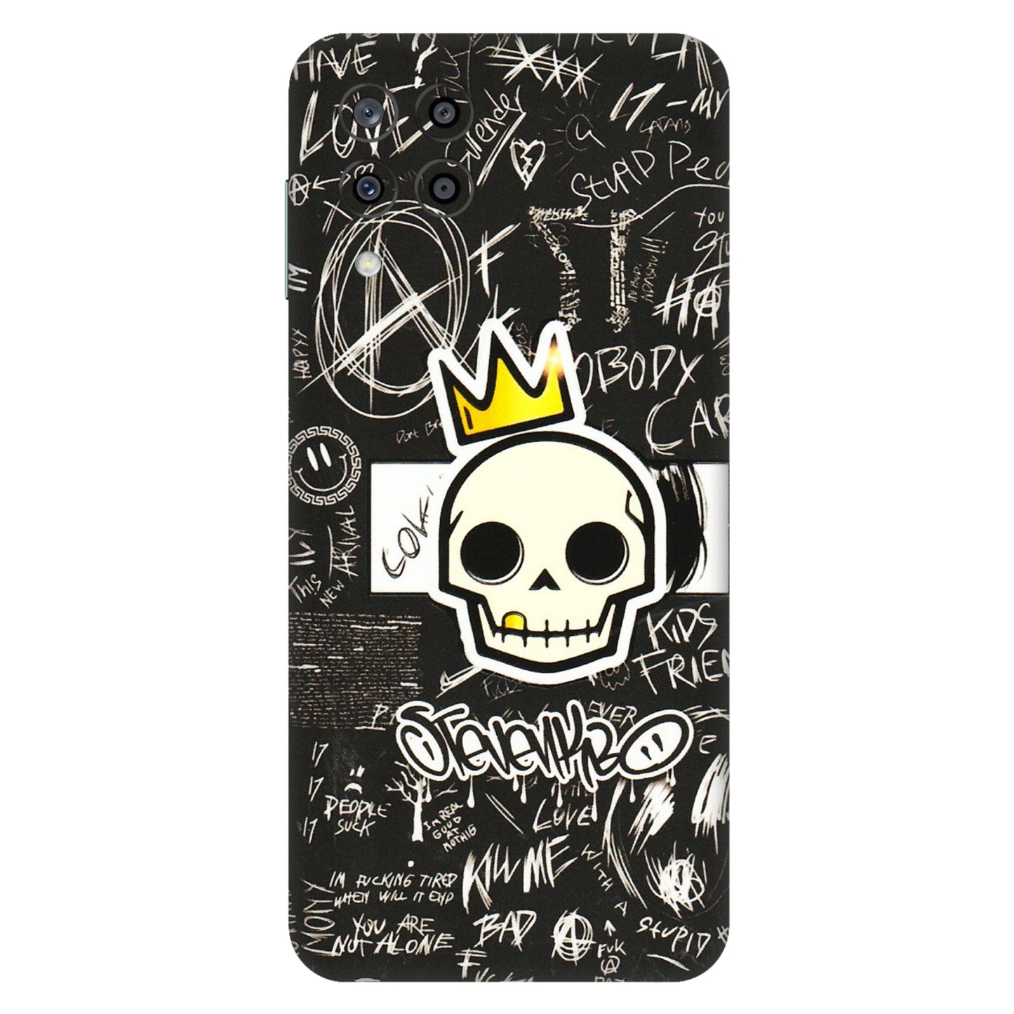 Samsung M/F/Note/Flip and C Phone Skins (All Models) - Funny Skull Black Chalk Grafitti - 3D Embossed Finish (L-22) Samsung Galaxy M33 (5G)