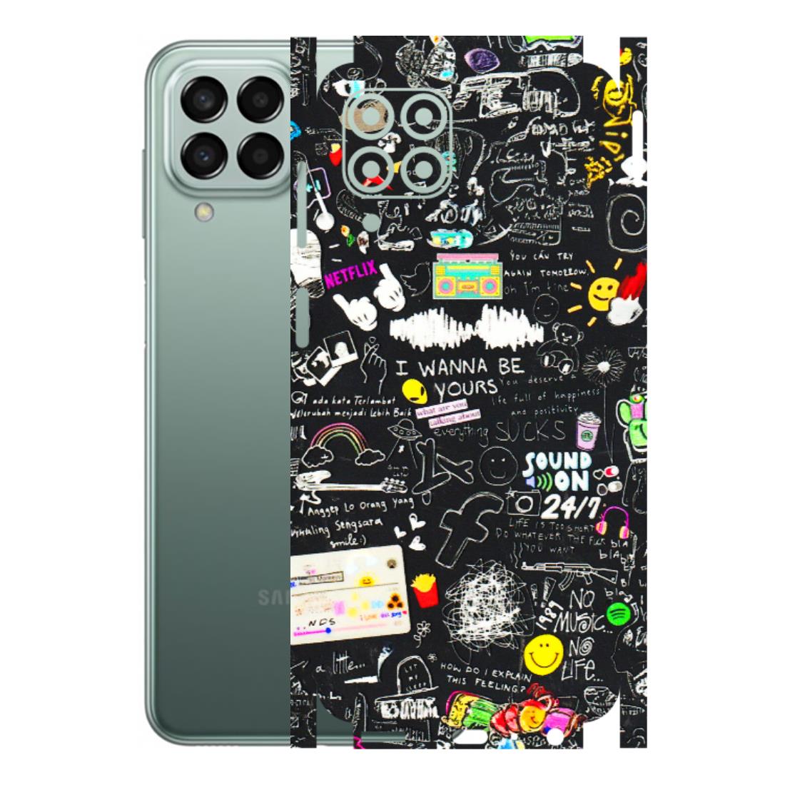 Samsung M/F/Note/Flip and C Phone Skins (All Models) - Black Creatives Doodles - 3D Embossed Finish (L-311) Samsung Galaxy M33 (5G)