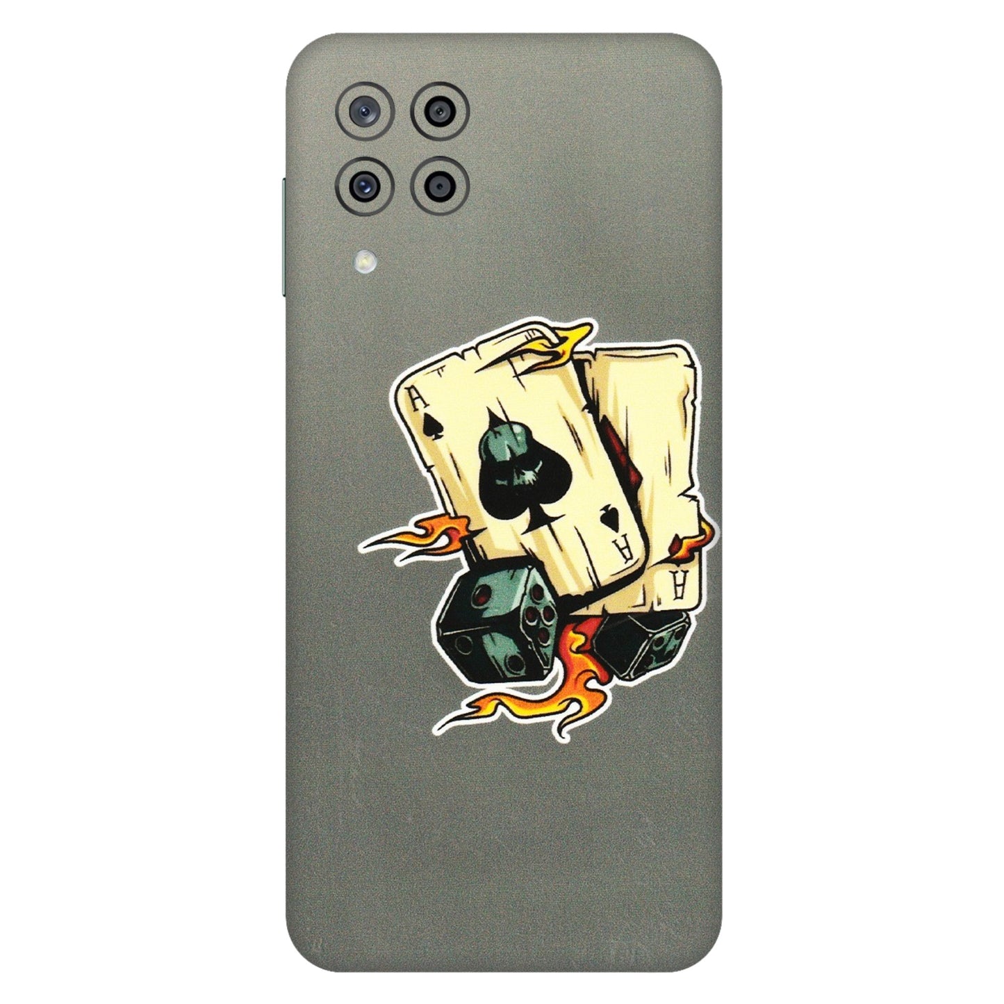 Samsung M/F/Note/Flip and C Phone Skins (All Models) - Grey Cards Of Ace - 3D Embossed Finish (L-77) Samsung Galaxy M33 (5G)