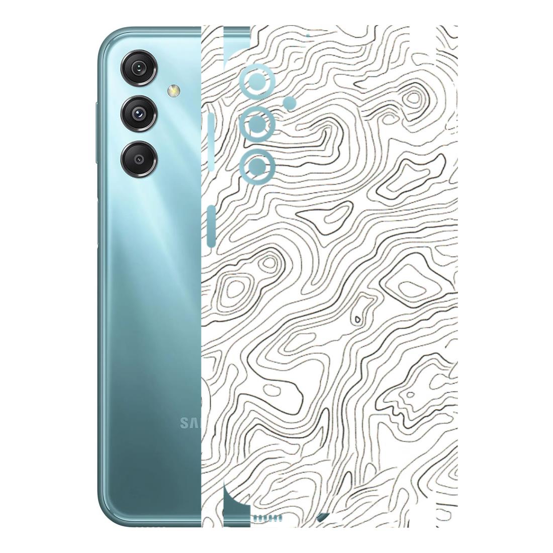 Samsung M/F/Note/Flip and C Phone Skins (All Models) - White Black Swirls - 3D Embossed Finish (L-219) Samsung Galaxy M34 (5G)