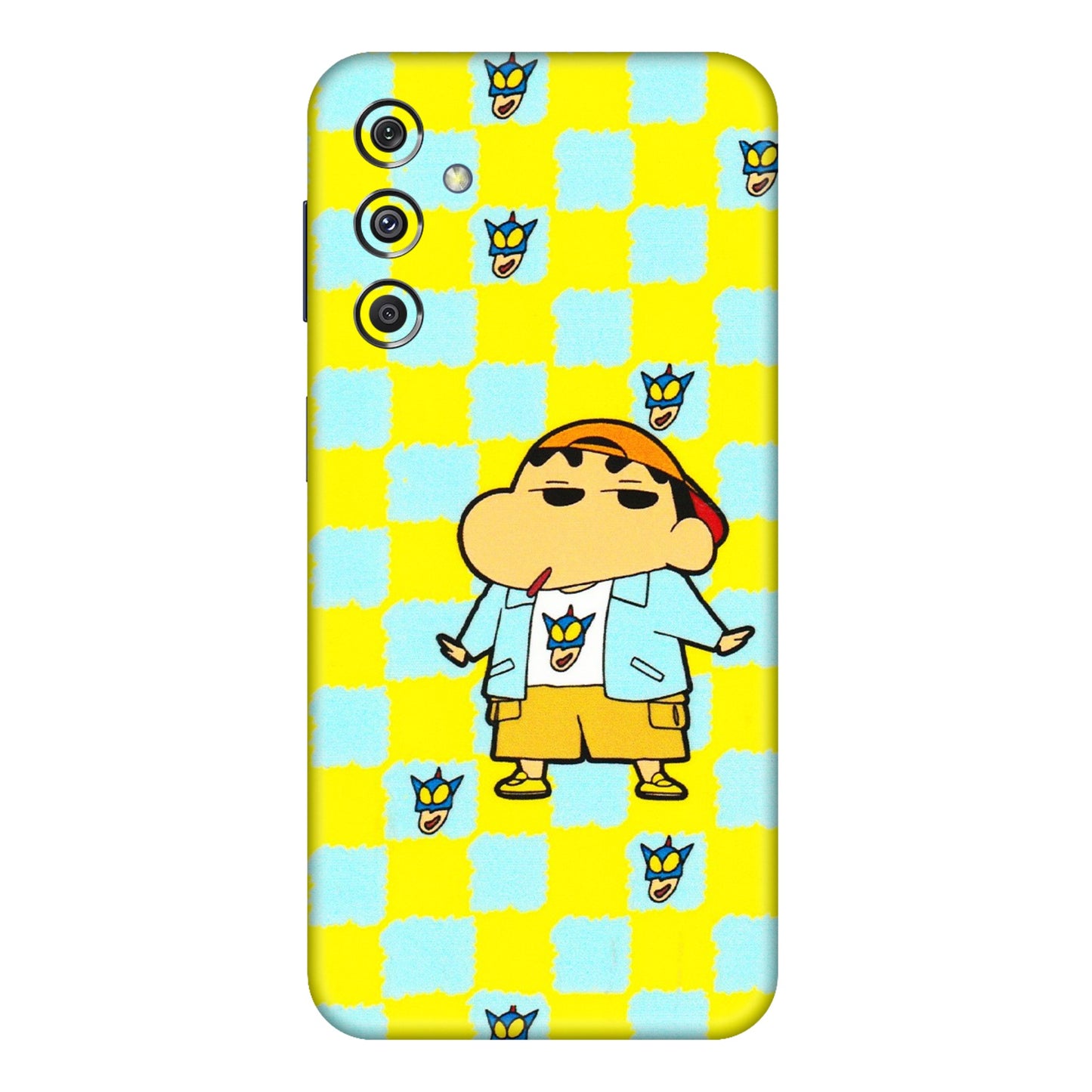 Samsung M/F/Note/Flip and C Phone Skins (All Models) - Yellow Blue Shinchan Cute - 3D Embossed Finish (L-221) Samsung Galaxy M34 (5G)