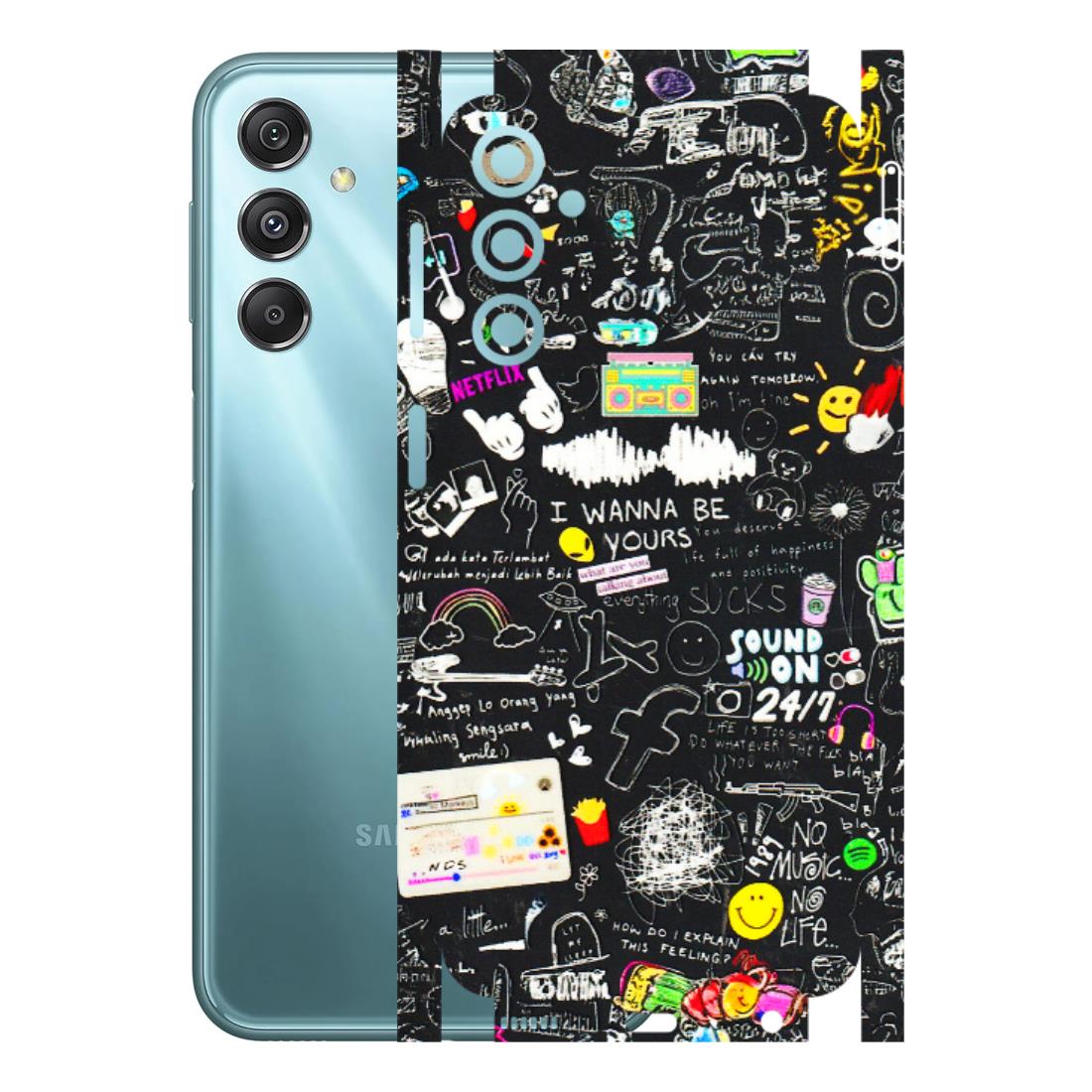 Samsung M/F/Note/Flip and C Phone Skins (All Models) - Black Creatives Doodles - 3D Embossed Finish (L-311) Samsung Galaxy M34 (5G)