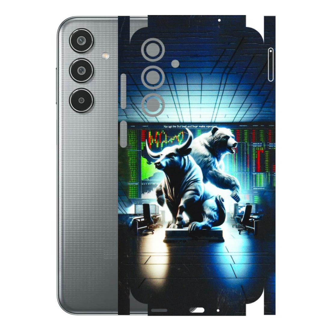 Samsung M/F/Note/Flip and C Phone Skins (All Models) - Stock Market Sensex Bear vs Bulls - 3D Embossed Finish (L-15) Samsung Galaxy M35 (5G)