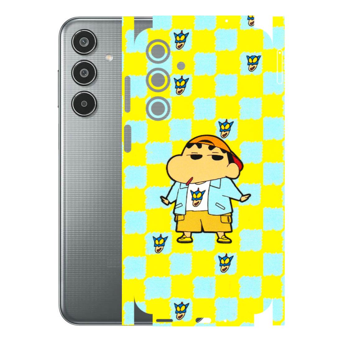 Samsung M/F/Note/Flip and C Phone Skins (All Models) - Yellow Blue Shinchan Cute - 3D Embossed Finish (L-221) Samsung Galaxy M35 (5G)