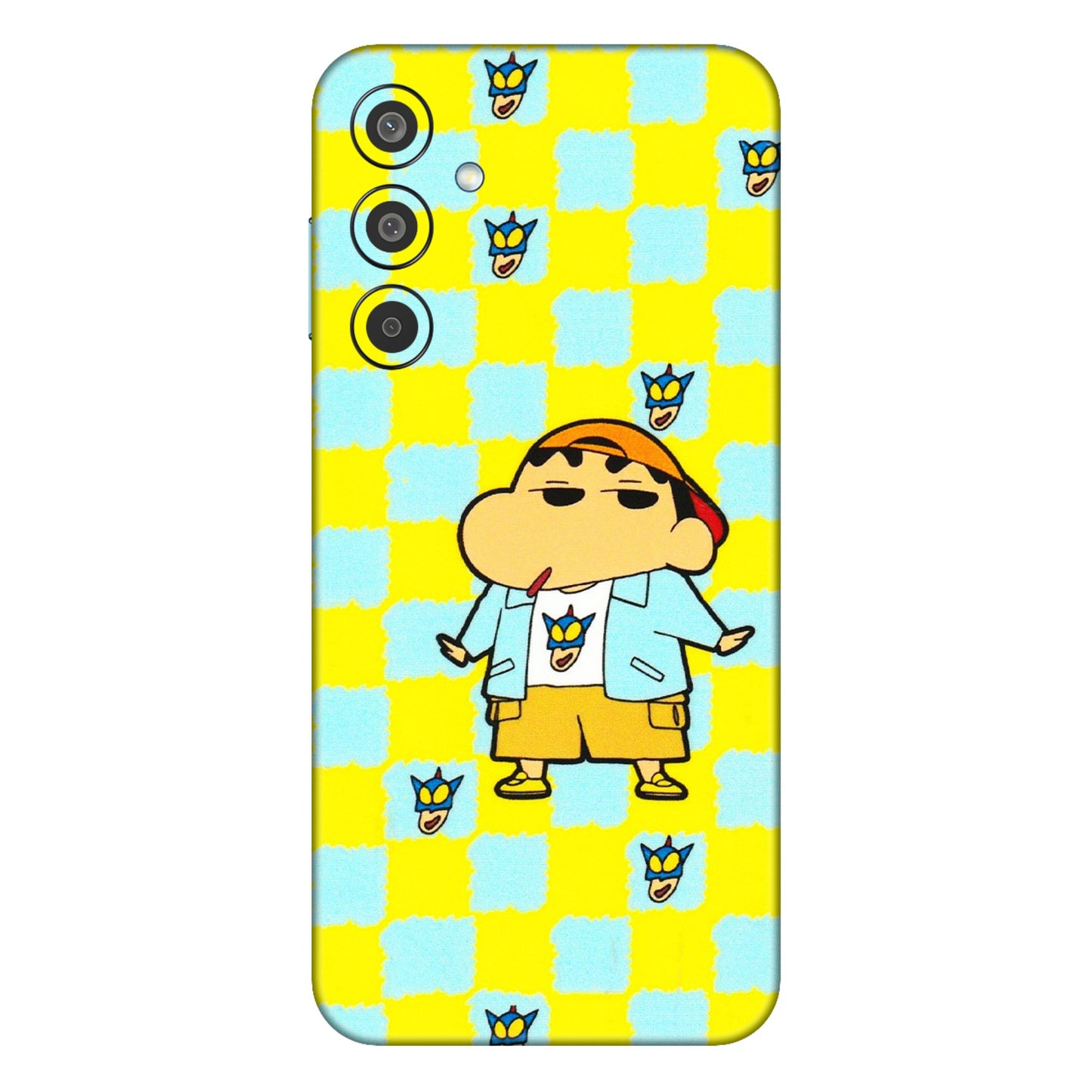 Samsung M/F/Note/Flip and C Phone Skins (All Models) - Yellow Blue Shinchan Cute - 3D Embossed Finish (L-221) Samsung Galaxy M35 (5G)