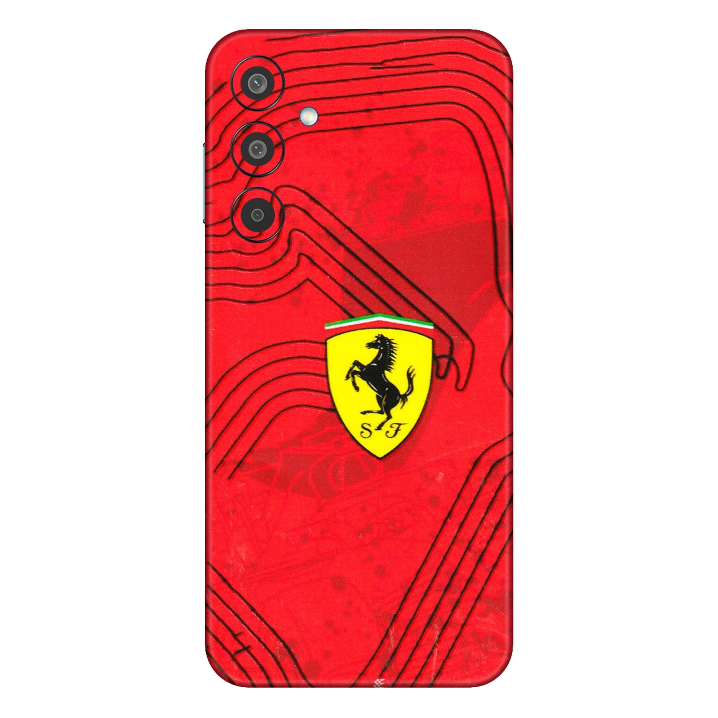 Samsung M/F/Note/Flip and C Phone Skins (All Models) - Red Ferrari Logo Stylish - 3D Embossed Finish (L-238) Samsung Galaxy M35 (5G)