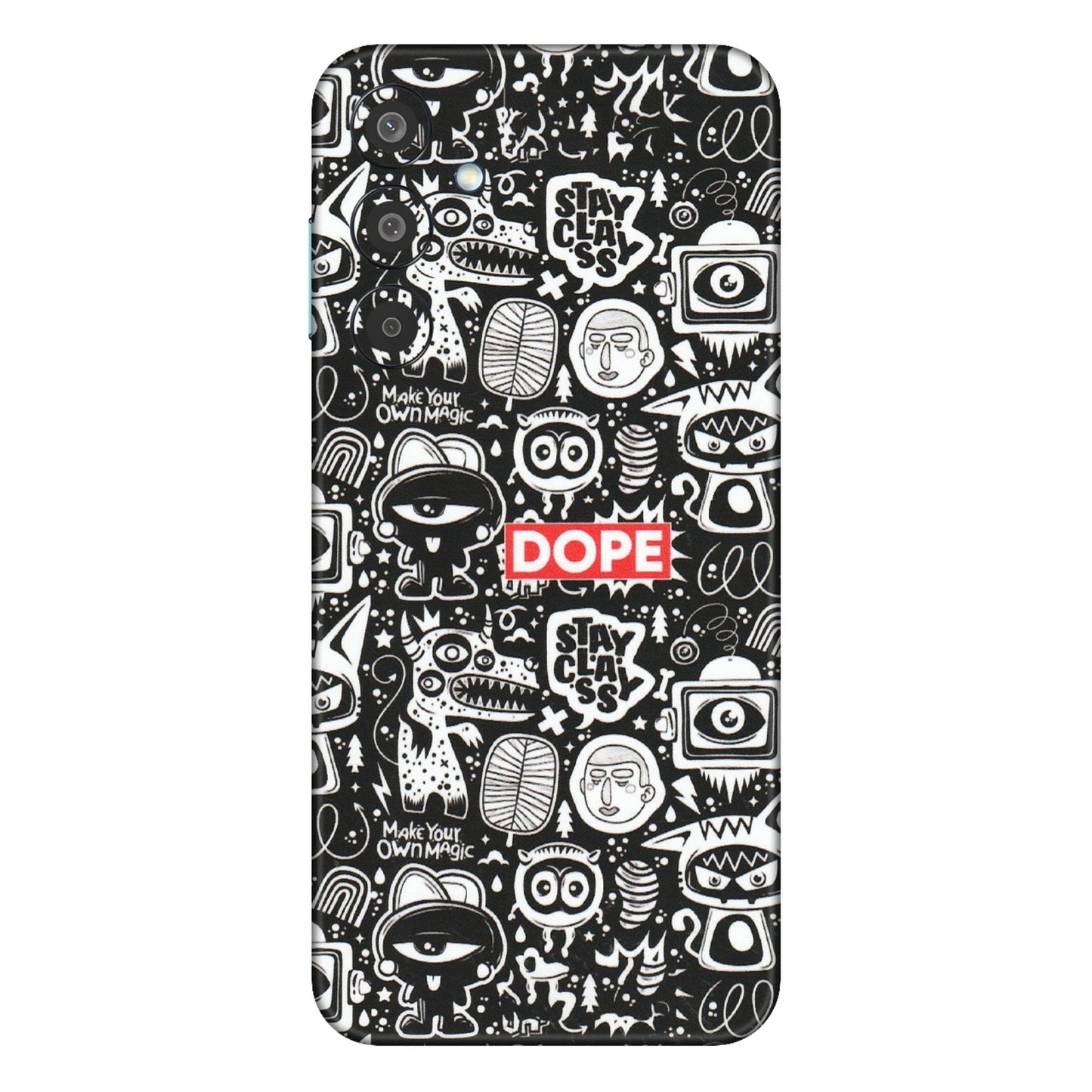 Samsung M/F/Note/Flip and C Phone Skins (All Models) - Dope Stay Classy Black Doodles - Matte Finish (M-126) Samsung Galaxy M35 (5G)
