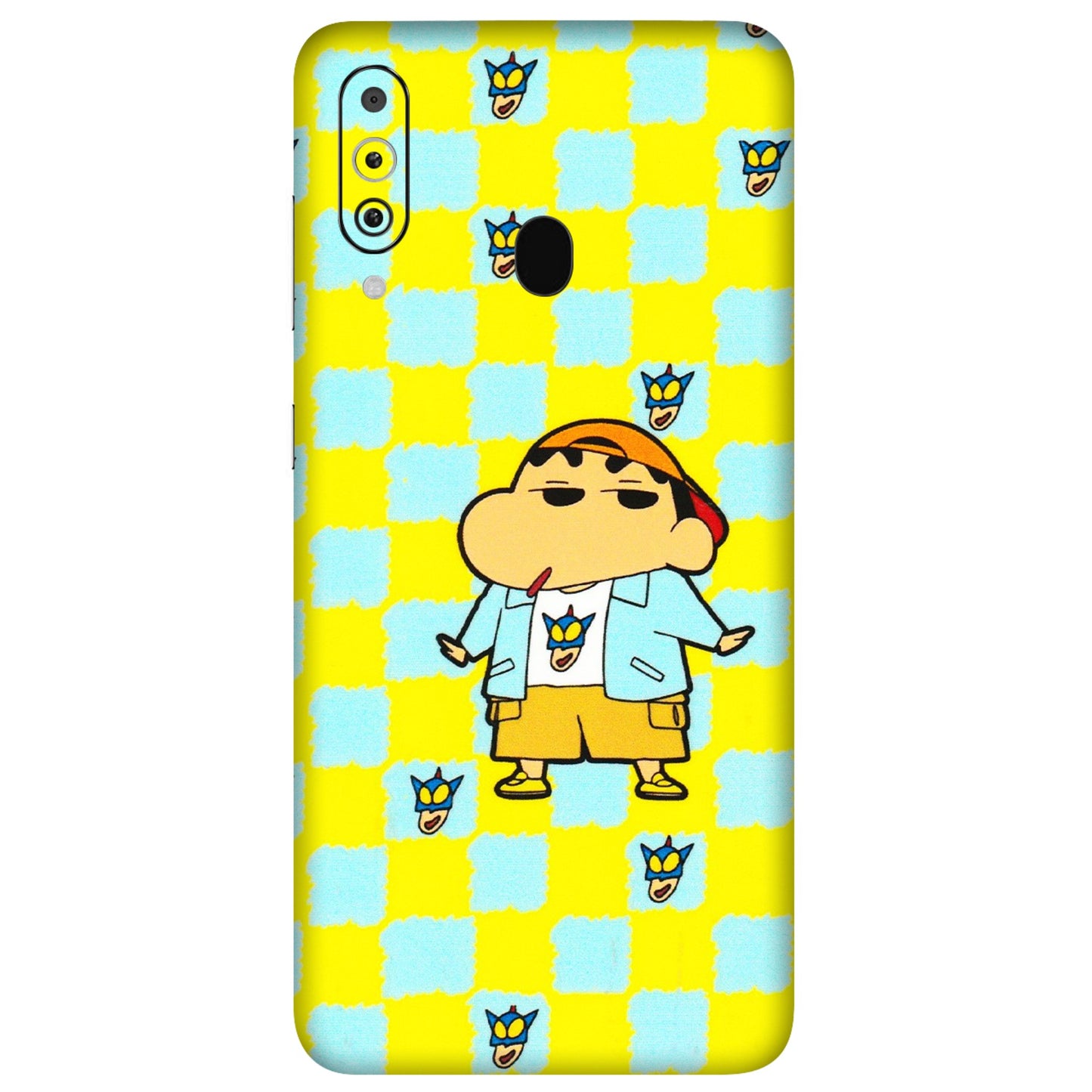 Samsung M/F/Note/Flip and C Phone Skins (All Models) - Yellow Blue Shinchan Cute - 3D Embossed Finish (L-221) Samsung Galaxy M40