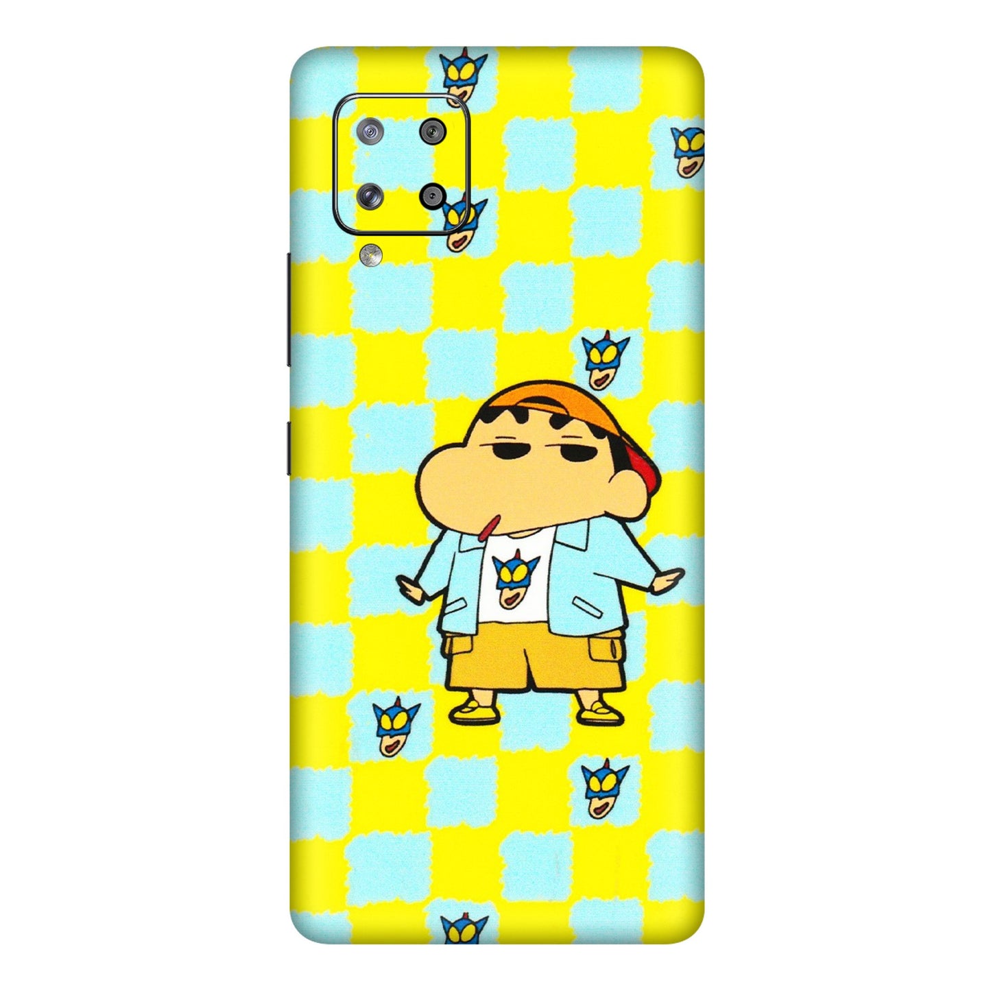 Samsung M/F/Note/Flip and C Phone Skins (All Models) - Yellow Blue Shinchan Cute - 3D Embossed Finish (L-221) Samsung Galaxy M42