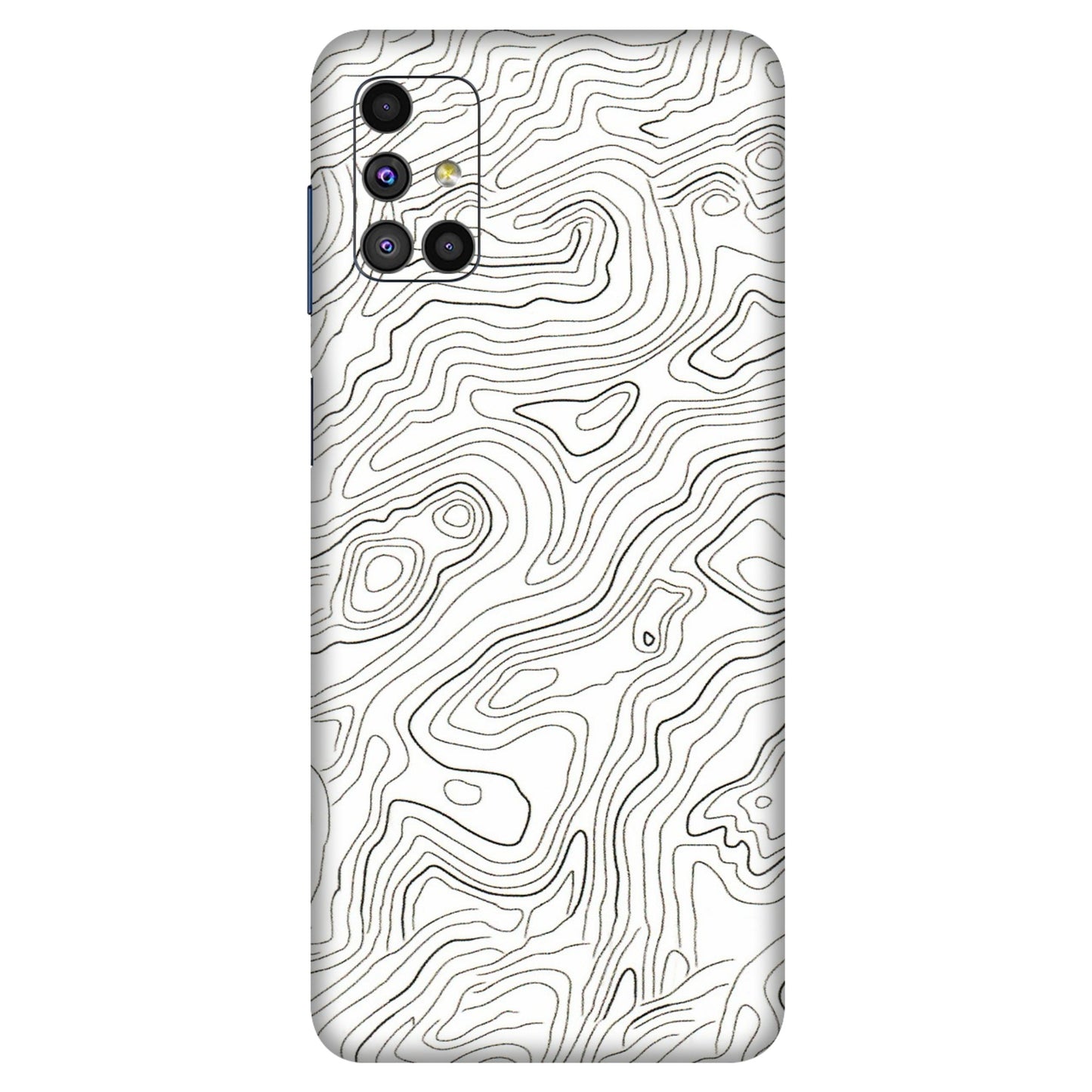 Samsung M/F/Note/Flip and C Phone Skins (All Models) - White Black Swirls - 3D Embossed Finish (L-219) Samsung Galaxy M51