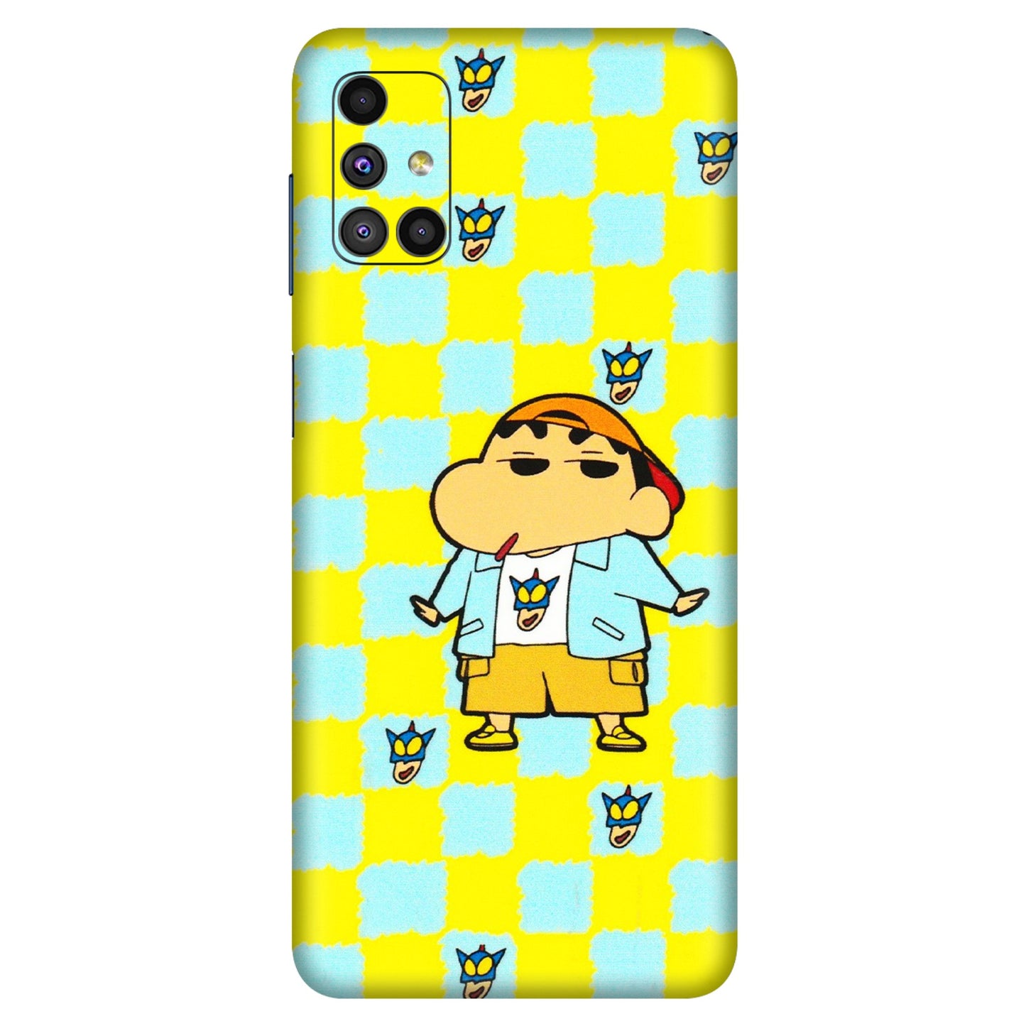 Samsung M/F/Note/Flip and C Phone Skins (All Models) - Yellow Blue Shinchan Cute - 3D Embossed Finish (L-221) Samsung Galaxy M51