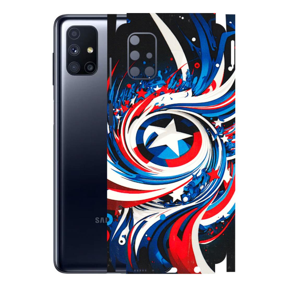 Samsung M/F/Note/Flip and C Phone Skins (All Models) - Captain America Logo - 3D Embossed Finish (L-307) Samsung Galaxy M51