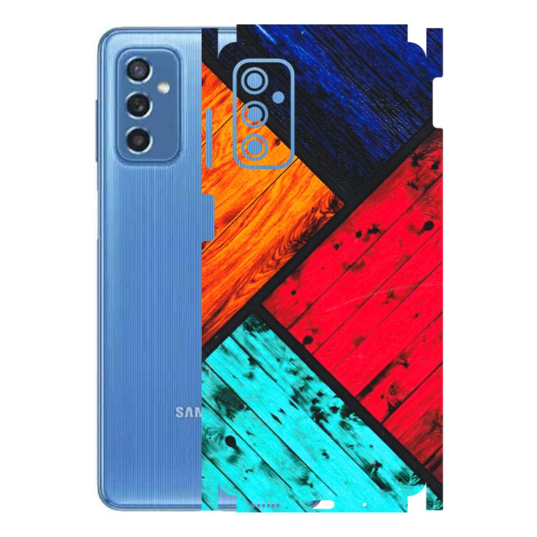 Samsung M/F/Note/Flip and C Phone Skins (All Models) - Colourful Wood Panels Abstract - 3D Embossed Finish (L-09) Samsung Galaxy M52 (5G)