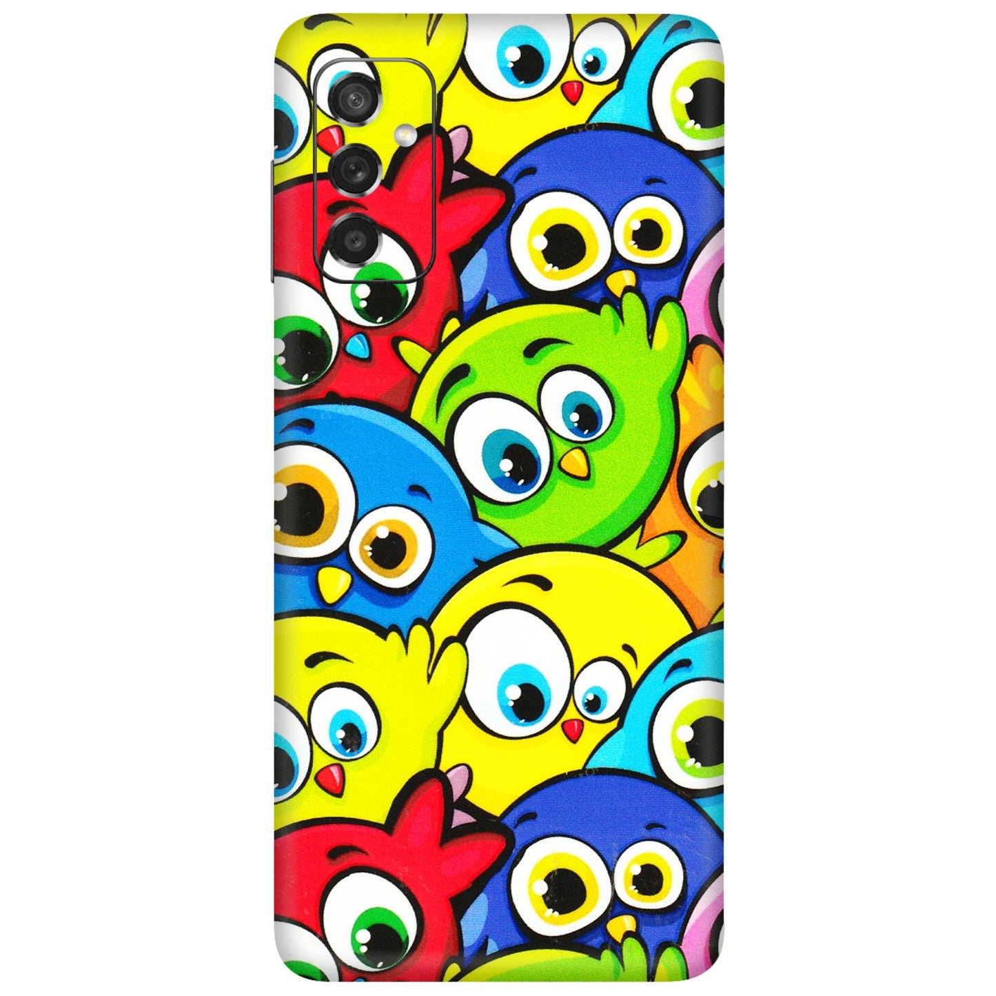 Samsung M/F/Note/Flip and C Phone Skins (All Models) - Cute Fluffy Birds - 3D Embossed Finish (L-213) Samsung Galaxy M52 (5G)