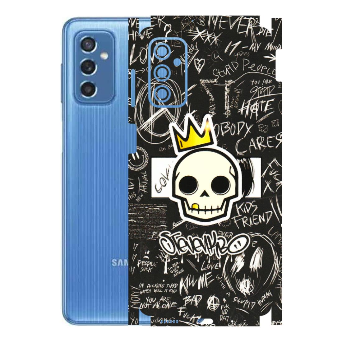 Samsung M/F/Note/Flip and C Phone Skins (All Models) - Funny Skull Black Chalk Grafitti - 3D Embossed Finish (L-22) Samsung Galaxy M52 (5G)