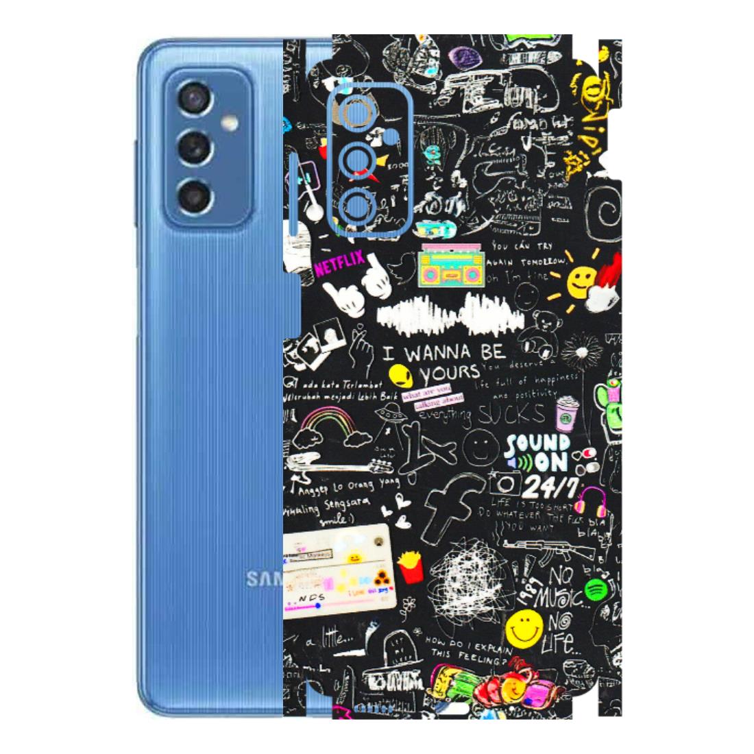 Samsung M/F/Note/Flip and C Phone Skins (All Models) - Black Creatives Doodles - 3D Embossed Finish (L-311) Samsung Galaxy M52 (5G)
