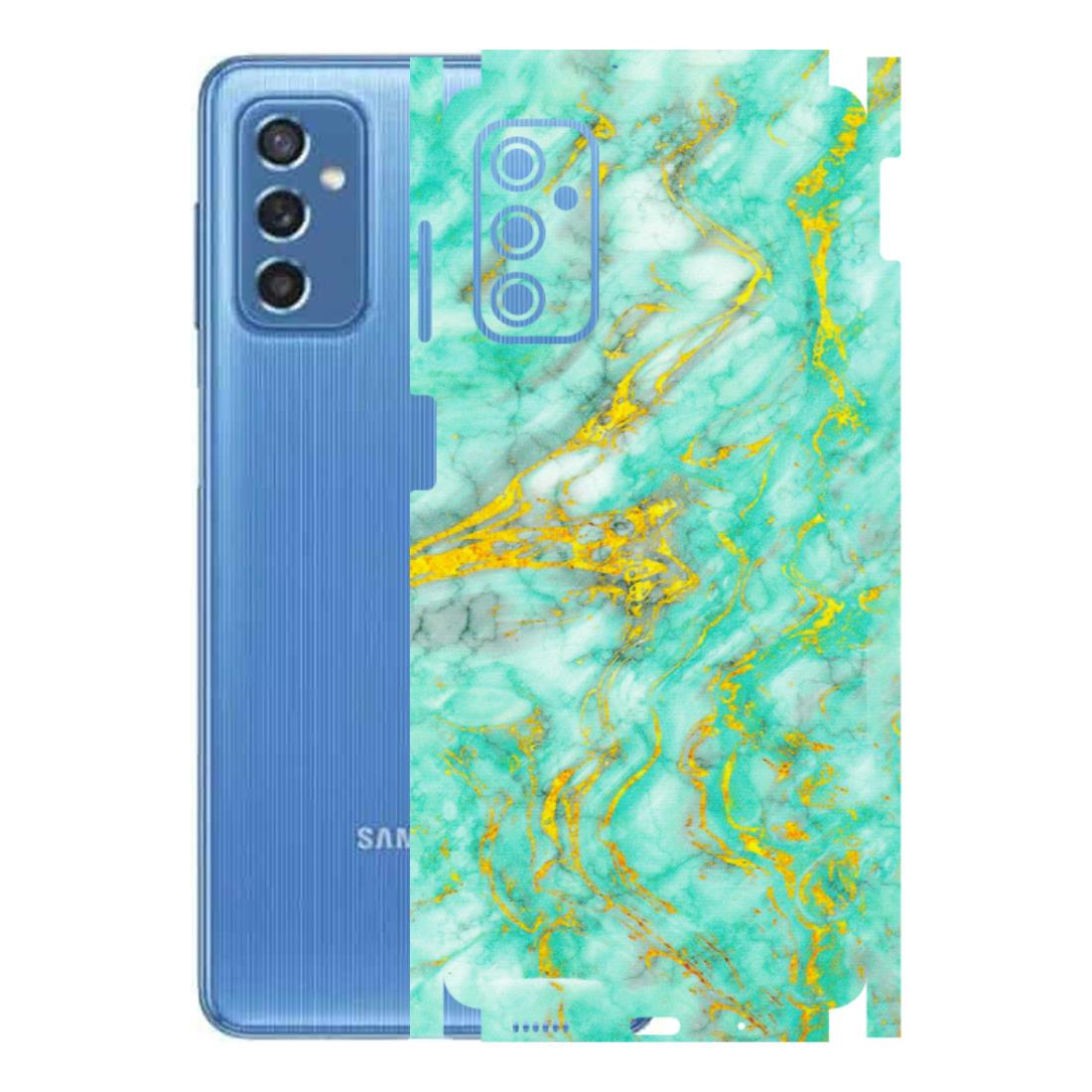 Samsung M/F/Note/Flip and C Phone Skins (All Models) - Green And Gold Marble Feel - Matte Finish (M-16) Samsung Galaxy M52 (5G)