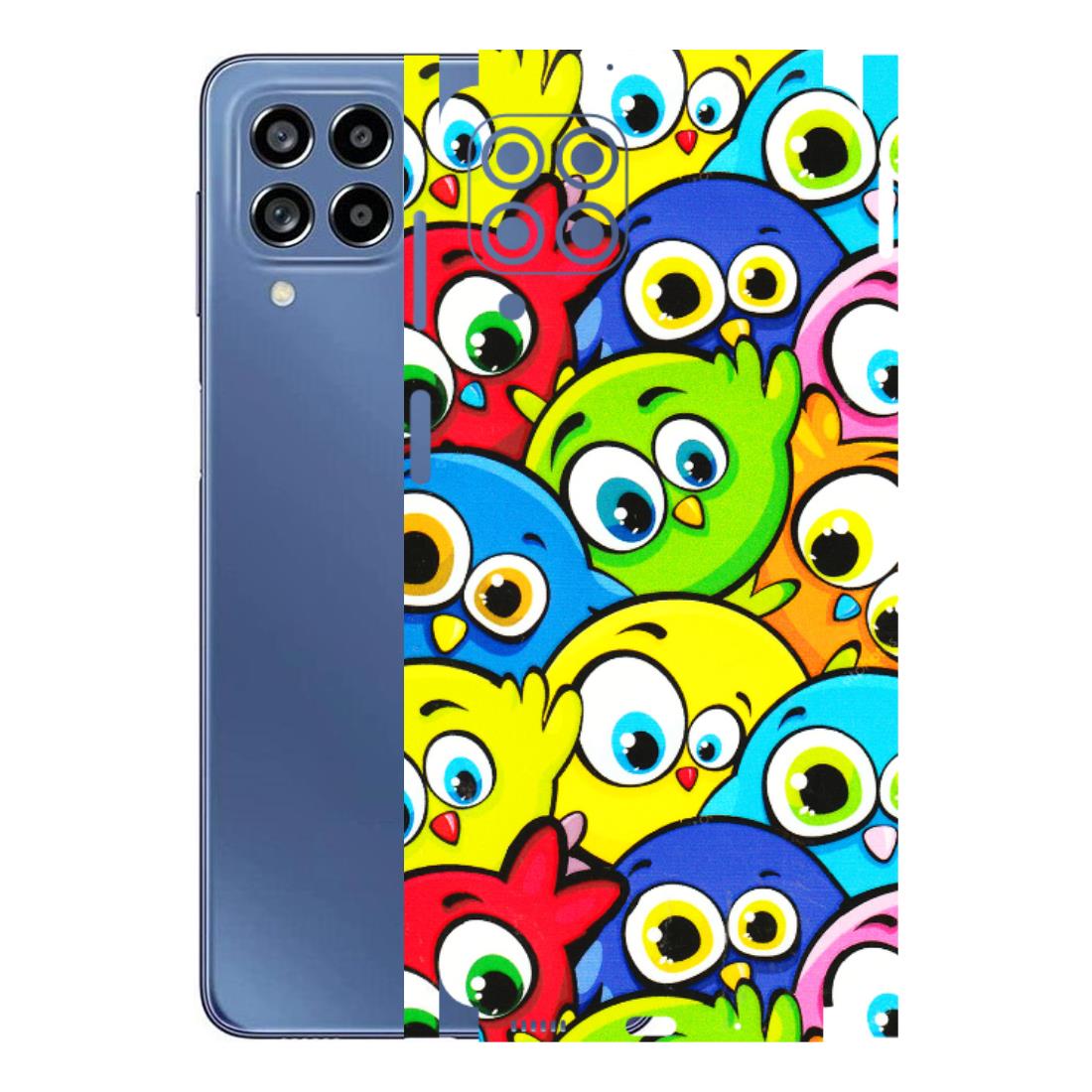 Samsung M/F/Note/Flip and C Phone Skins (All Models) - Cute Fluffy Birds - 3D Embossed Finish (L-213) Samsung Galaxy M53 (5G)