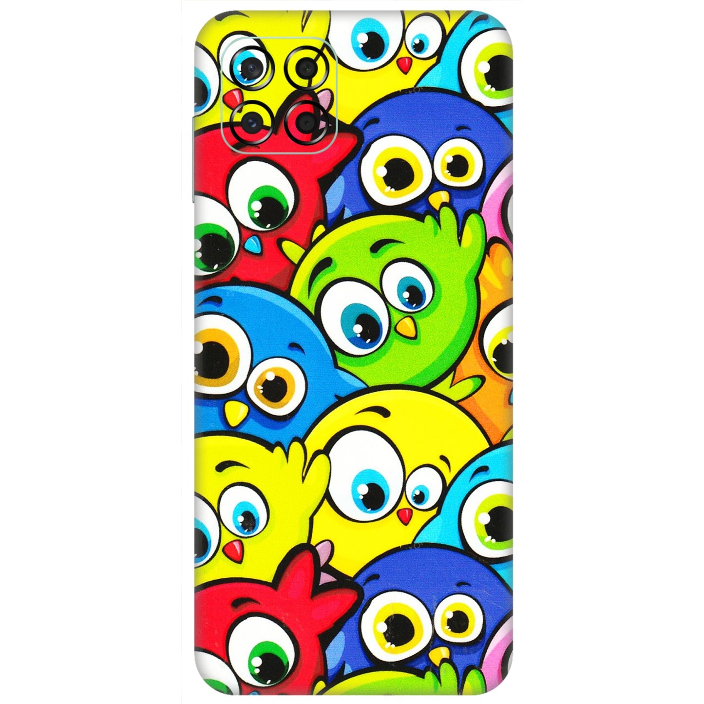 Samsung M/F/Note/Flip and C Phone Skins (All Models) - Cute Fluffy Birds - 3D Embossed Finish (L-213) Samsung Galaxy M53 (5G)