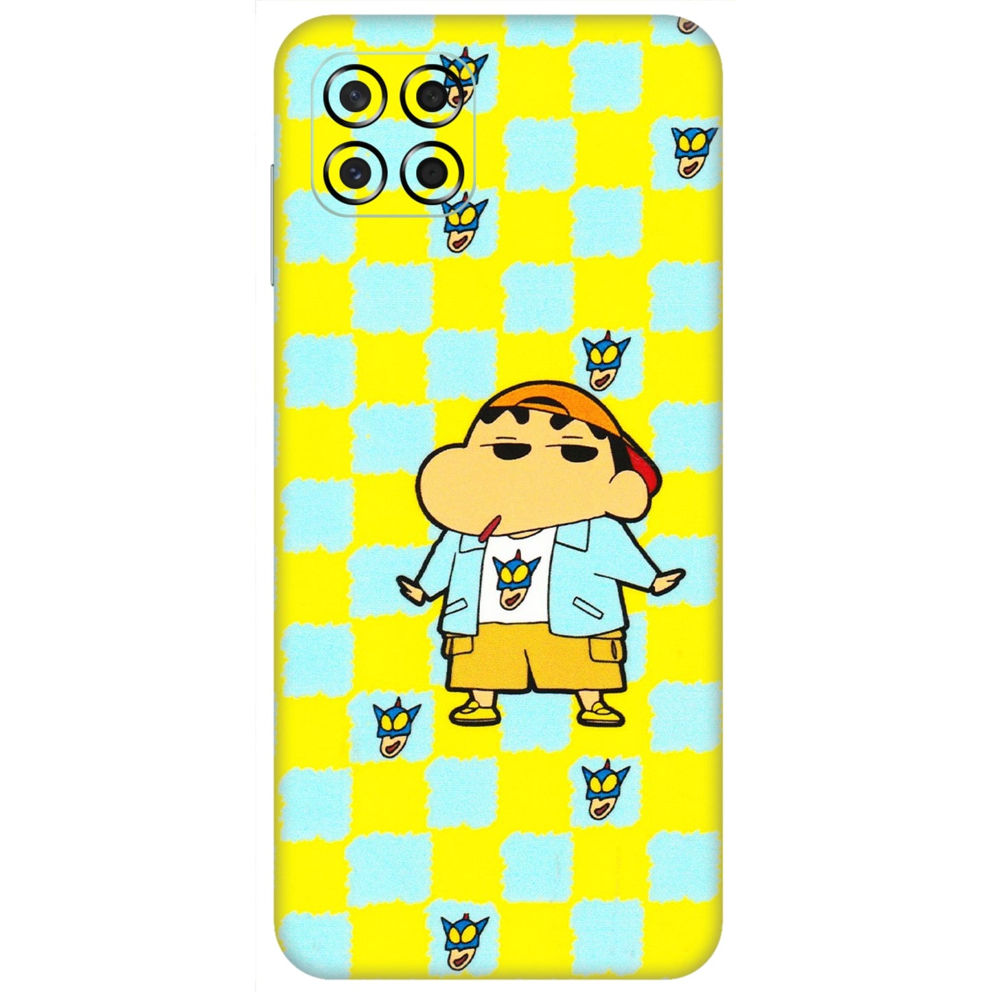 Samsung M/F/Note/Flip and C Phone Skins (All Models) - Yellow Blue Shinchan Cute - 3D Embossed Finish (L-221) Samsung Galaxy M53 (5G)