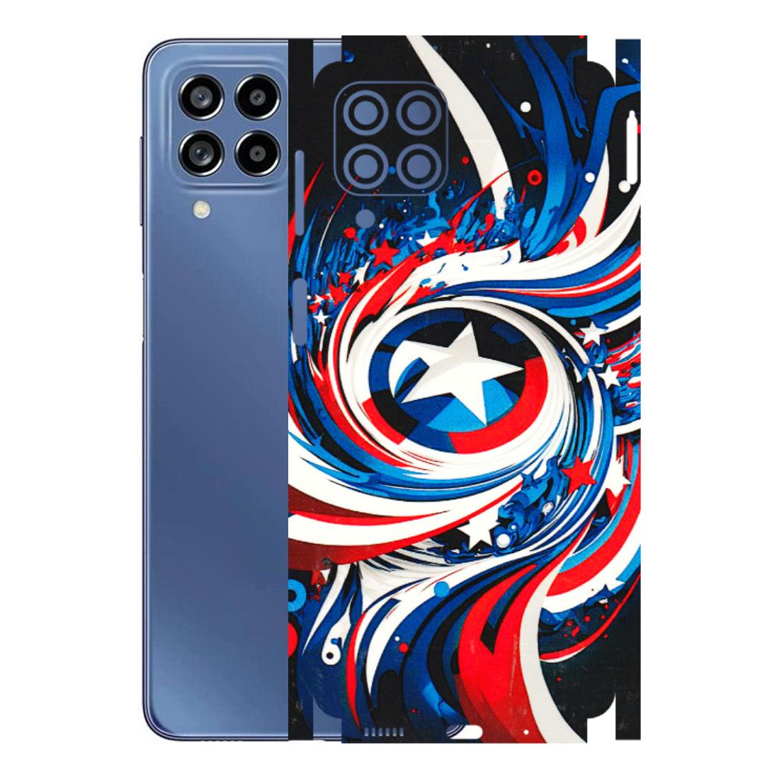 Samsung M/F/Note/Flip and C Phone Skins (All Models) - Captain America Logo - 3D Embossed Finish (L-307) Samsung Galaxy M53 (5G)
