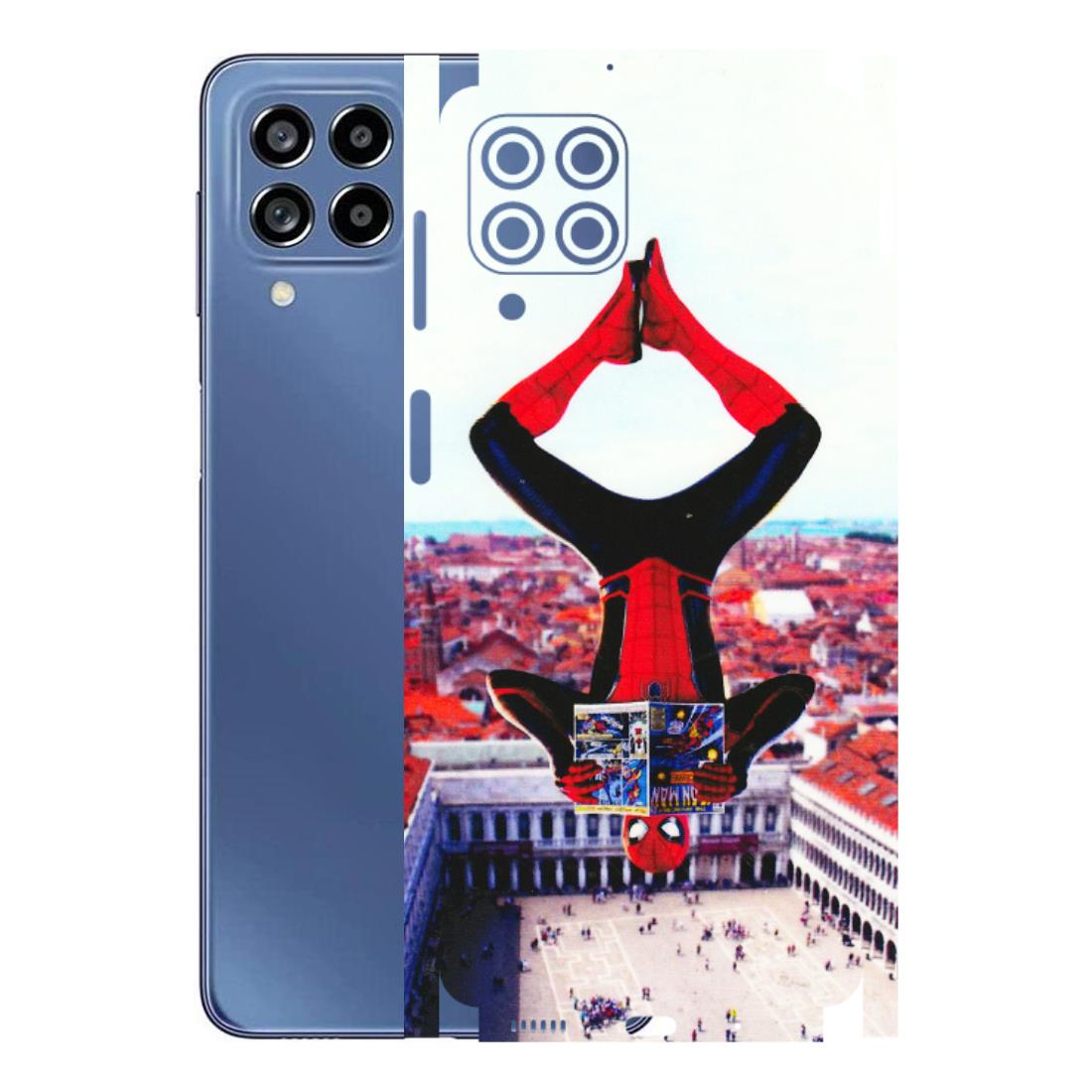 Samsung M/F/Note/Flip and C Phone Skins (All Models) - Spiderman Hanging - 3D Embossed Finish (L-53) Samsung Galaxy M53 (5G)