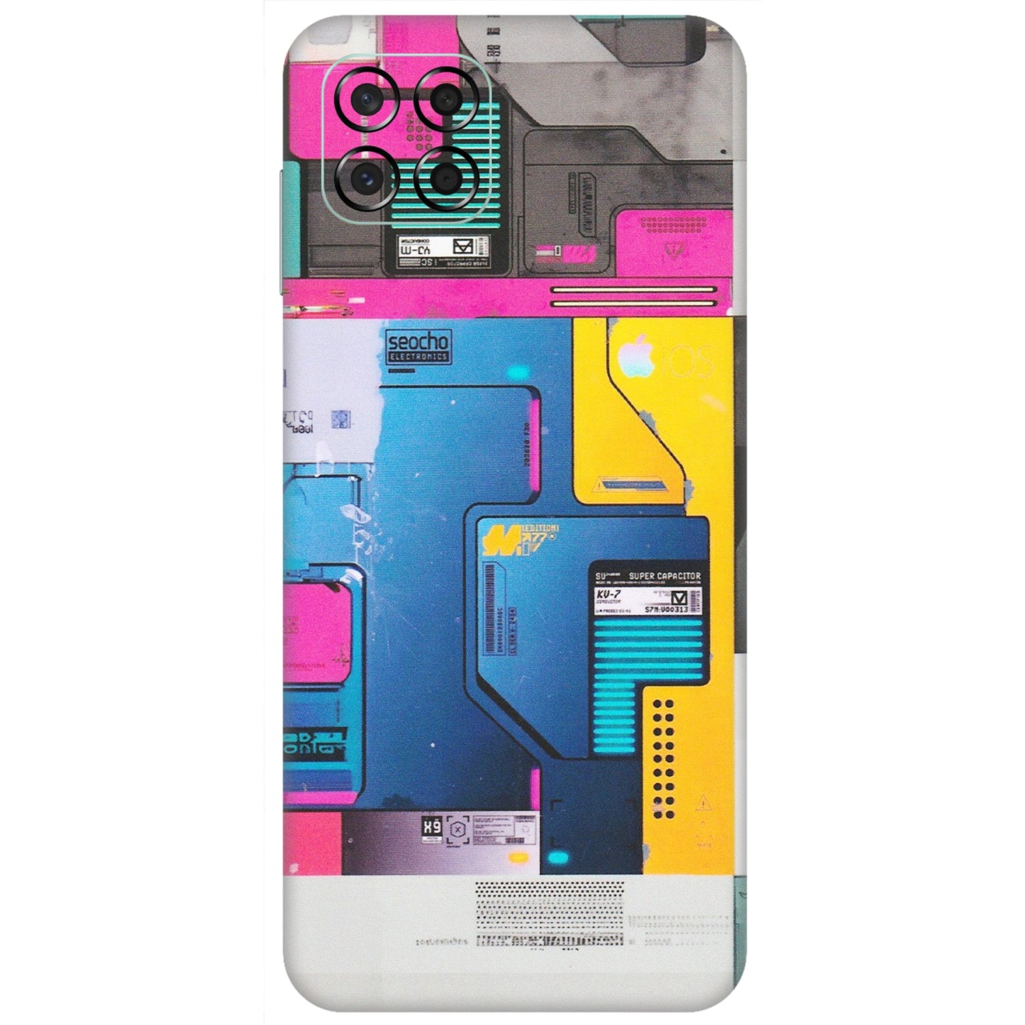 Samsung M/F/Note/Flip and C Phone Skins (All Models) - Colourfull Motherboard Internals - Matte Finish (M-55) Samsung Galaxy M53 (5G)