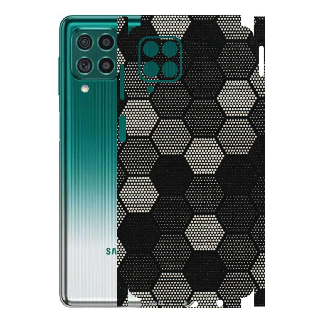 Samsung M/F/Note/Flip and C Phone Skins (All Models) - Black & White Dotted Honeycomb Texture - 3D Embossed Finish (L-202) Samsung Galaxy M62