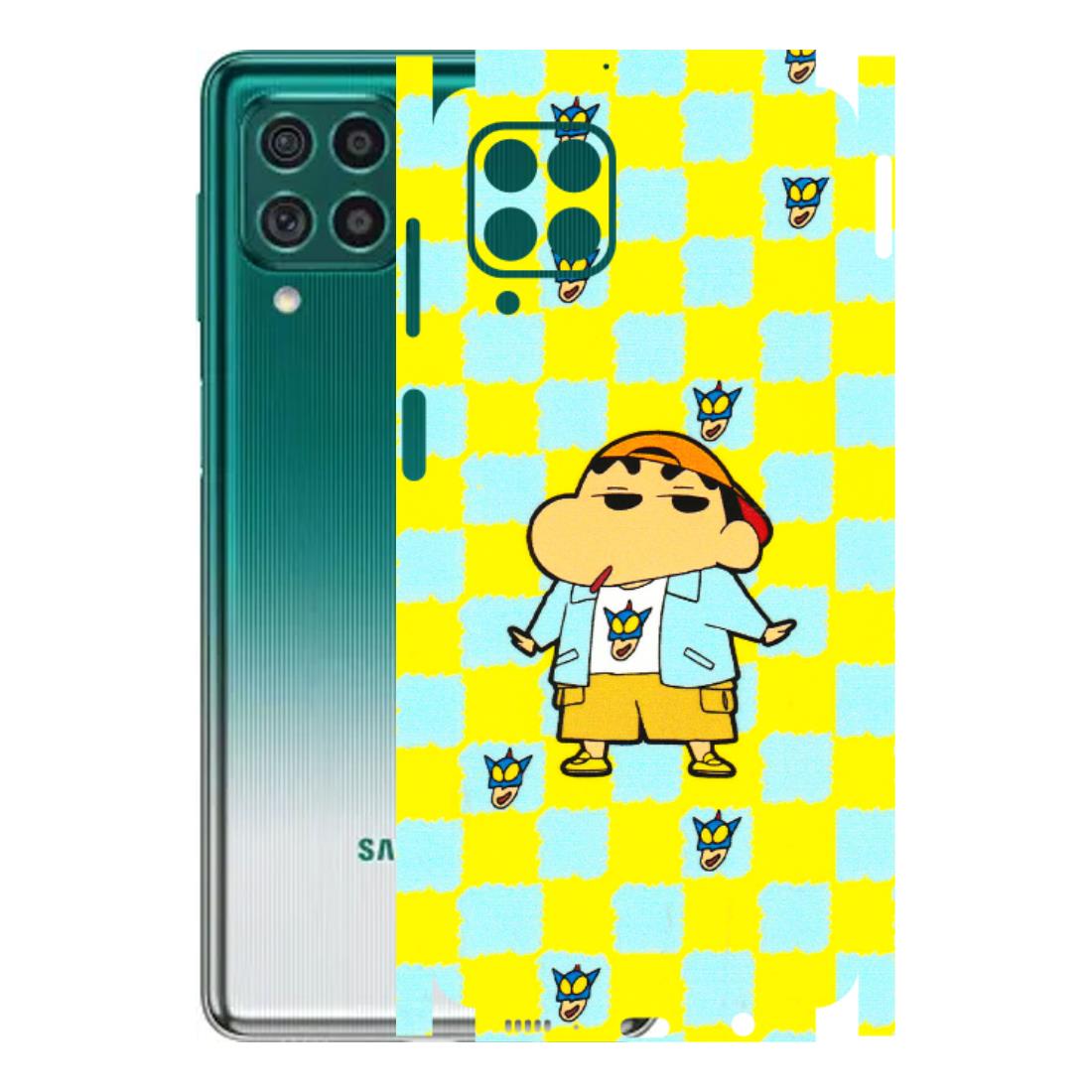 Samsung M/F/Note/Flip and C Phone Skins (All Models) - Yellow Blue Shinchan Cute - 3D Embossed Finish (L-221) Samsung Galaxy M62