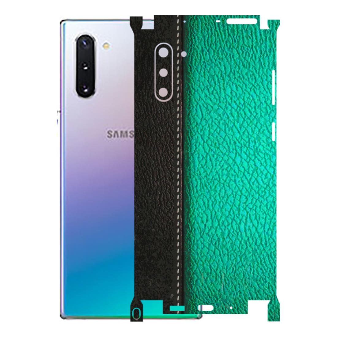 Samsung M/F/Note/Flip and C Phone Skins (All Models) - Black Green Dual Leather Stich - 3D Embossed Finish (L-233) Samsung Galaxy Note 10