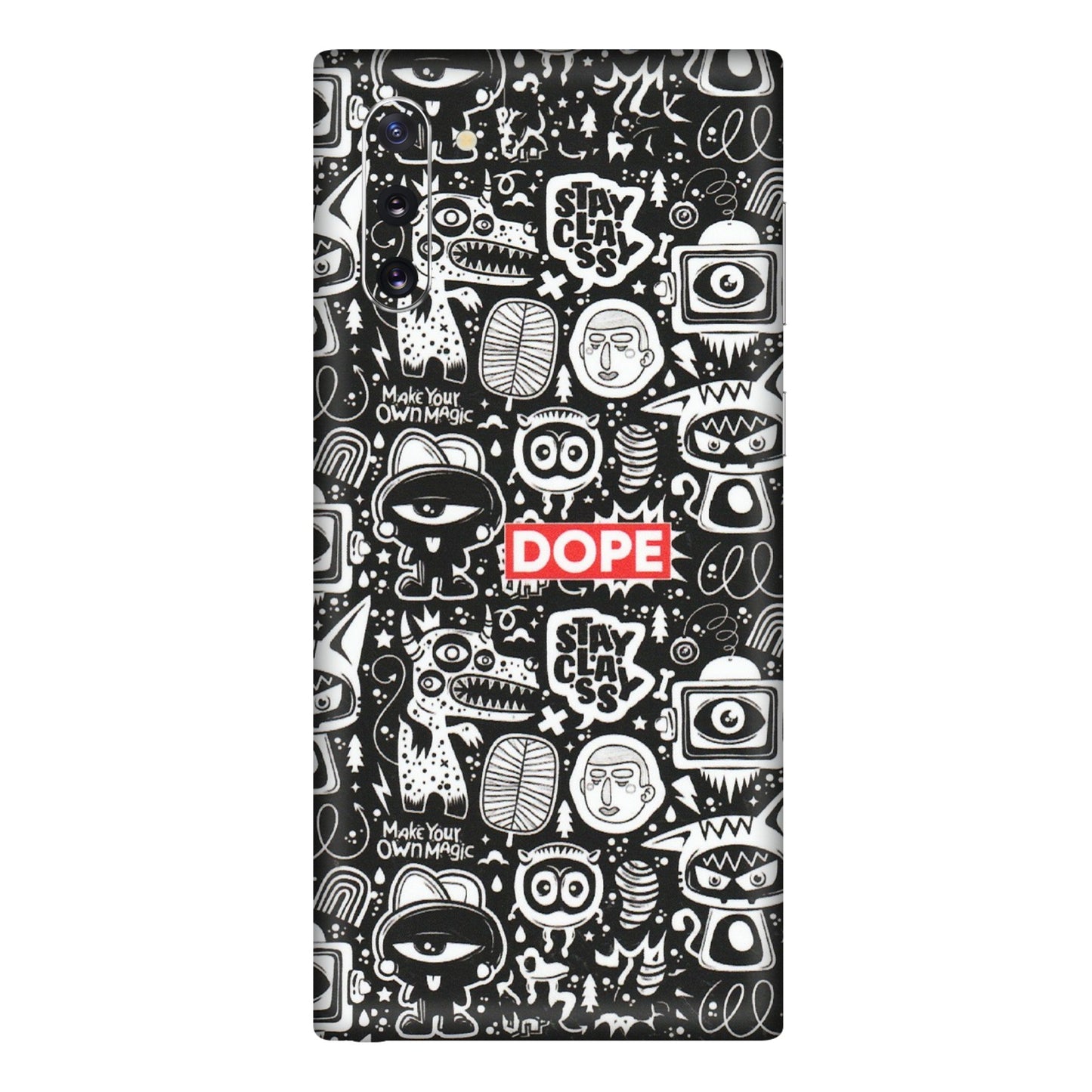 Samsung M/F/Note/Flip and C Phone Skins (All Models) - Dope Stay Classy Black Doodles - Matte Finish (M-126) Samsung Galaxy Note 10