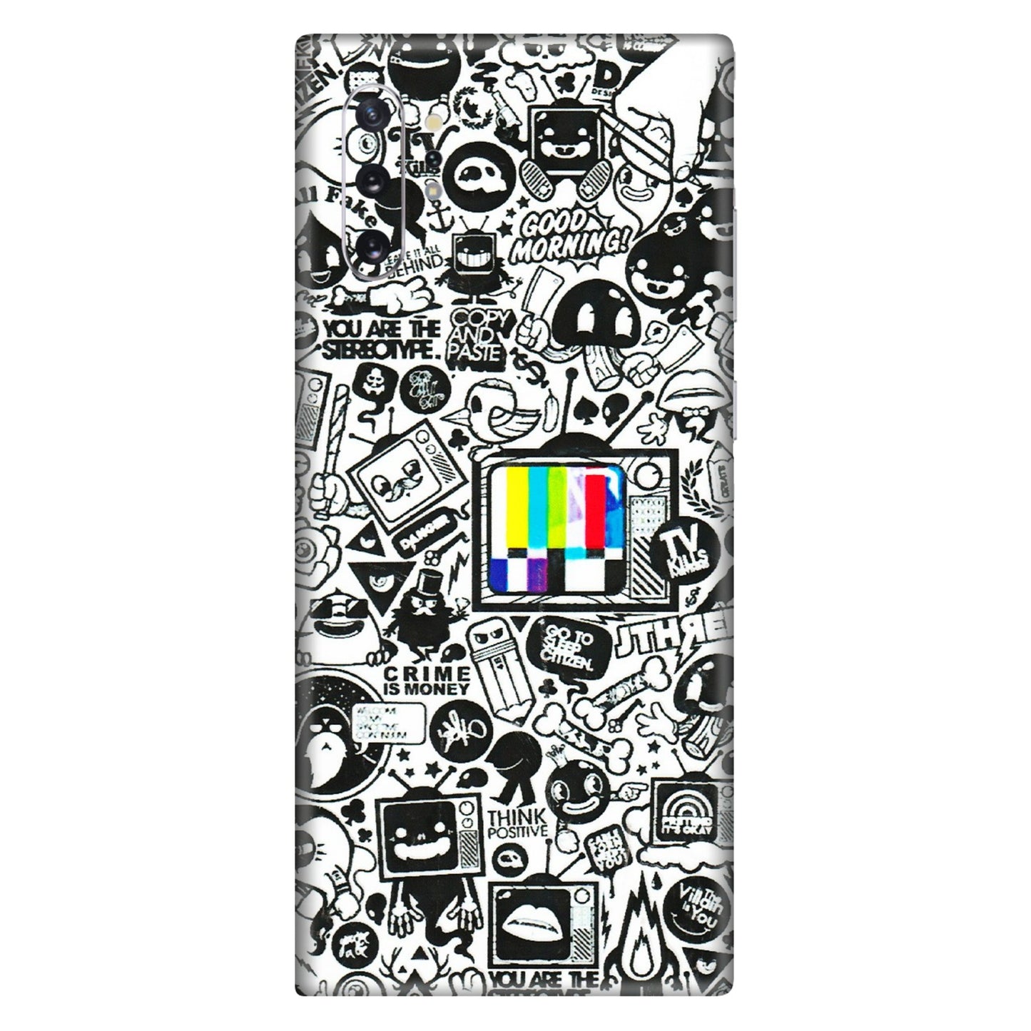 Samsung M/F/Note/Flip and C Phone Skins (All Models) - Doodles Positive Art - 3D Embossed Finish (L-263) Samsung Galaxy Note 10 Plus