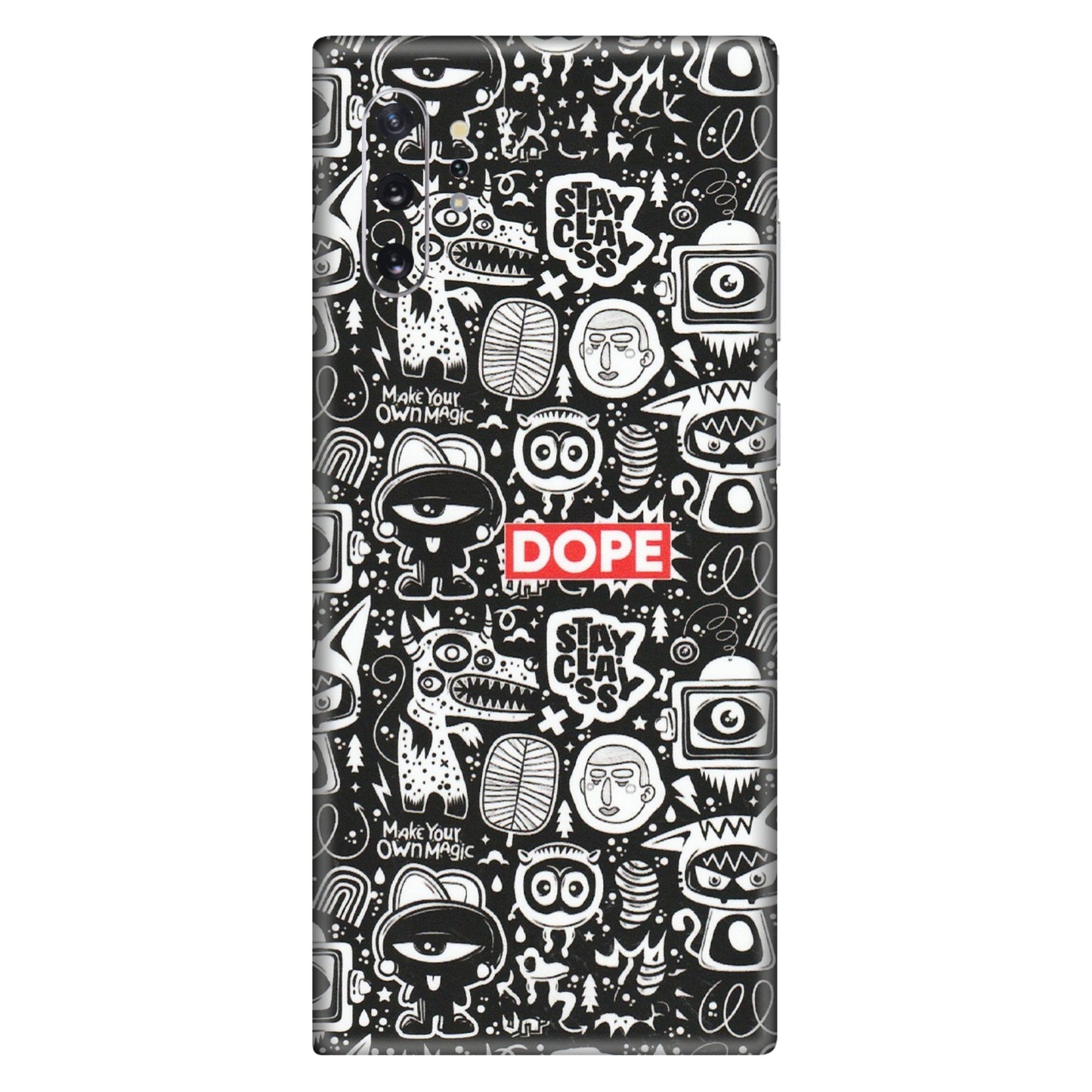 Samsung M/F/Note/Flip and C Phone Skins (All Models) - Dope Stay Classy Black Doodles - Matte Finish (M-126) Samsung Galaxy Note 10 Plus