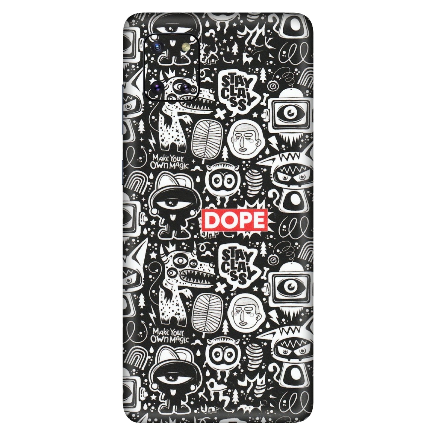 Samsung M/F/Note/Flip and C Phone Skins (All Models) - Dope Stay Classy Black Doodles - Matte Finish (M-126) Samsung Galaxy Note 10 Lite