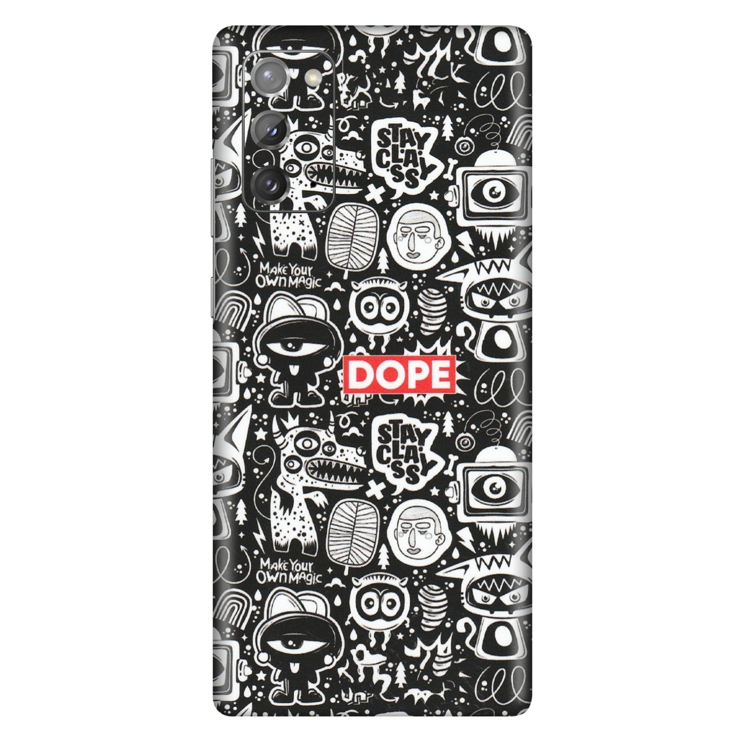 Samsung M/F/Note/Flip and C Phone Skins (All Models) - Dope Stay Classy Black Doodles - Matte Finish (M-126) Samsung Galaxy Note 20