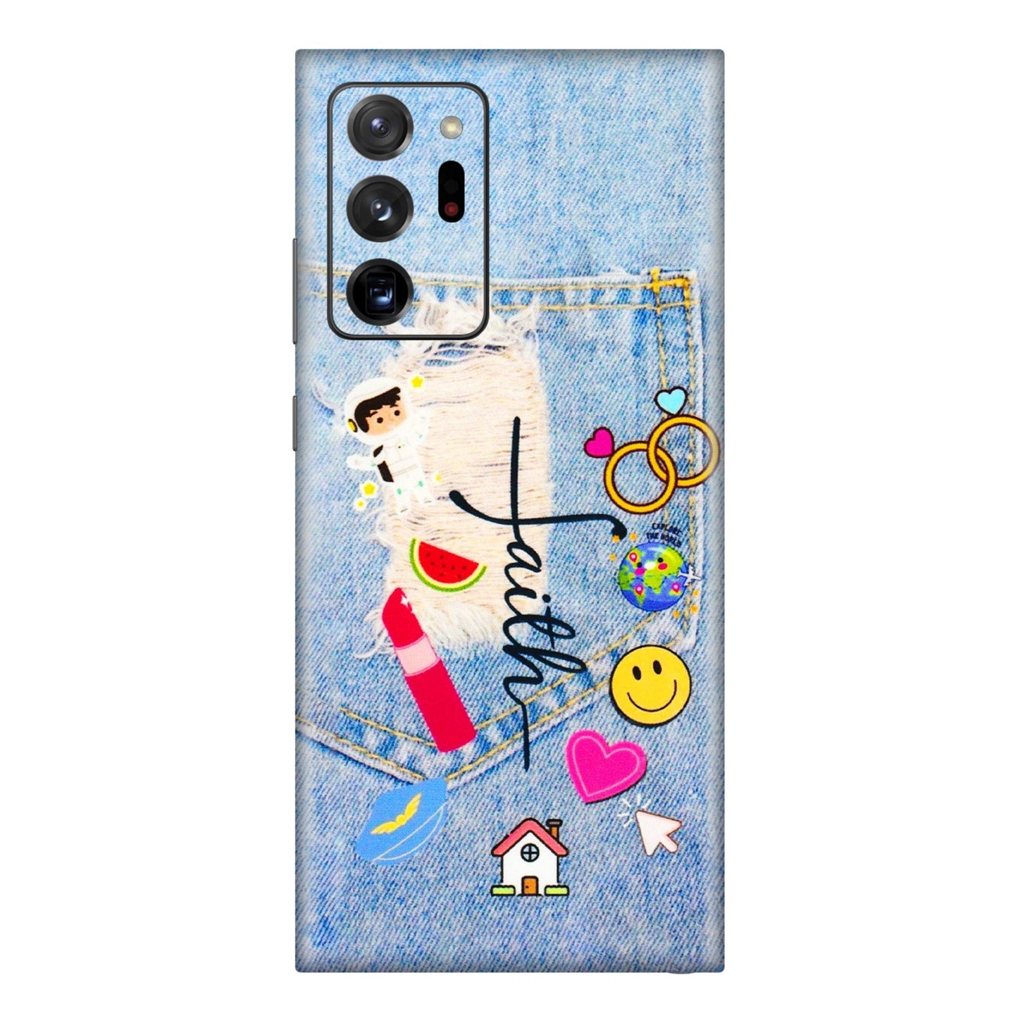 Samsung M/F/Note/Flip and C Phone Skins (All Models) - Denim Jeans Pocket - 3D Embossed Finish (L-134) Samsung Galaxy Note 20 Ultra