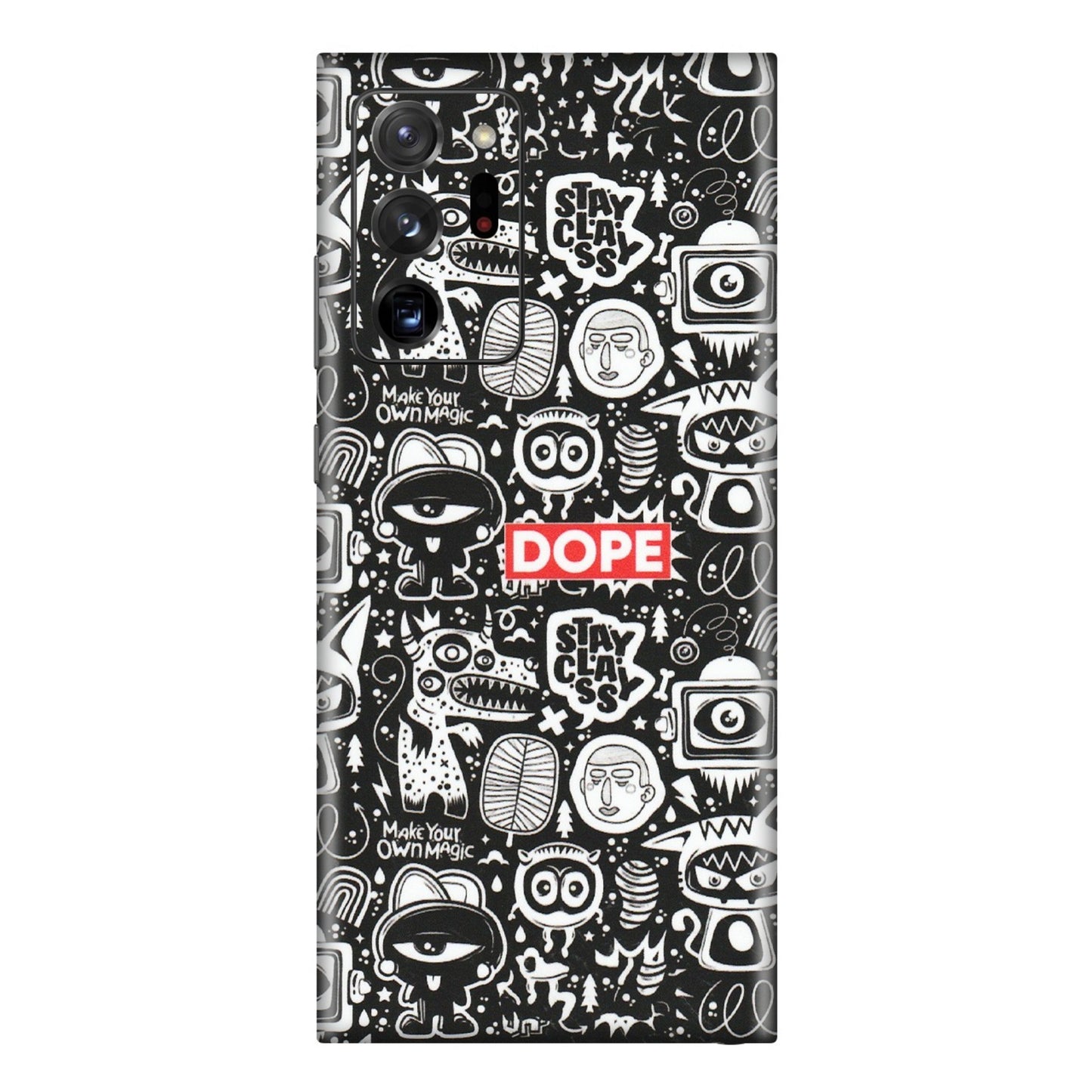 Samsung M/F/Note/Flip and C Phone Skins (All Models) - Dope Stay Classy Black Doodles - Matte Finish (M-126) Samsung Galaxy Note 20 Ultra