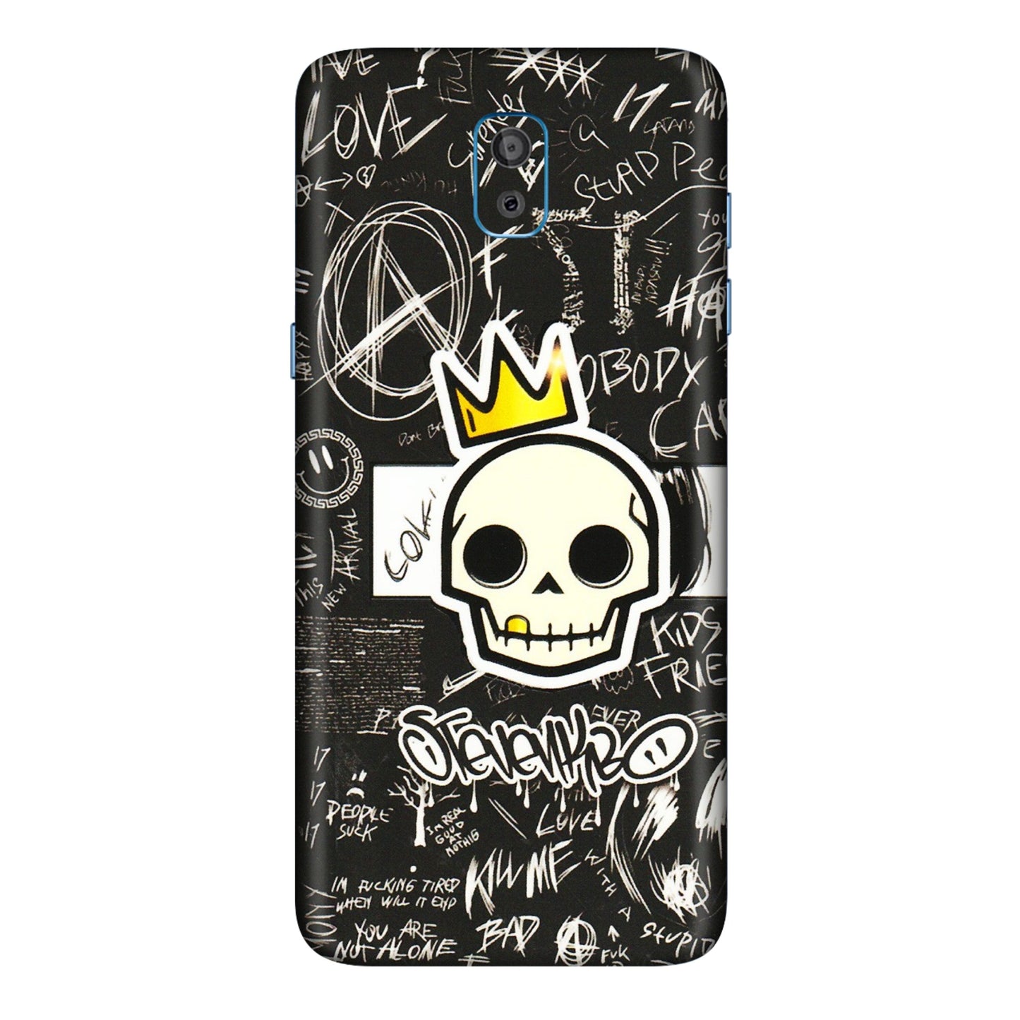 Samsung M/F/Note/Flip and C Phone Skins (All Models) - Funny Skull Black Chalk Grafitti - 3D Embossed Finish (L-22) Samsung Galaxy On 8