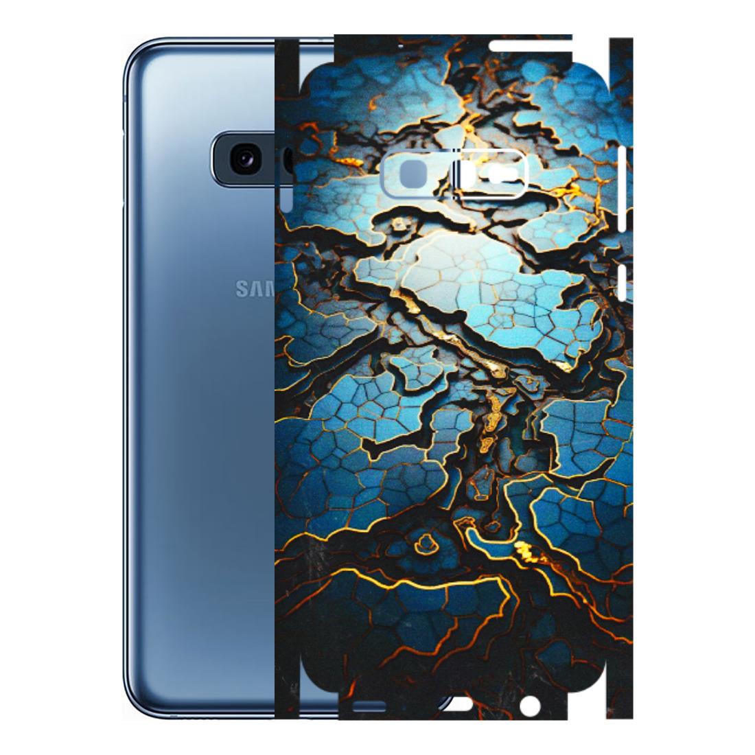 Samsung A/S Series Phone Skins (All Models) - Blue Gold Abstract - 3D Embossed Finish (L-11) Samsung Galaxy S10E
