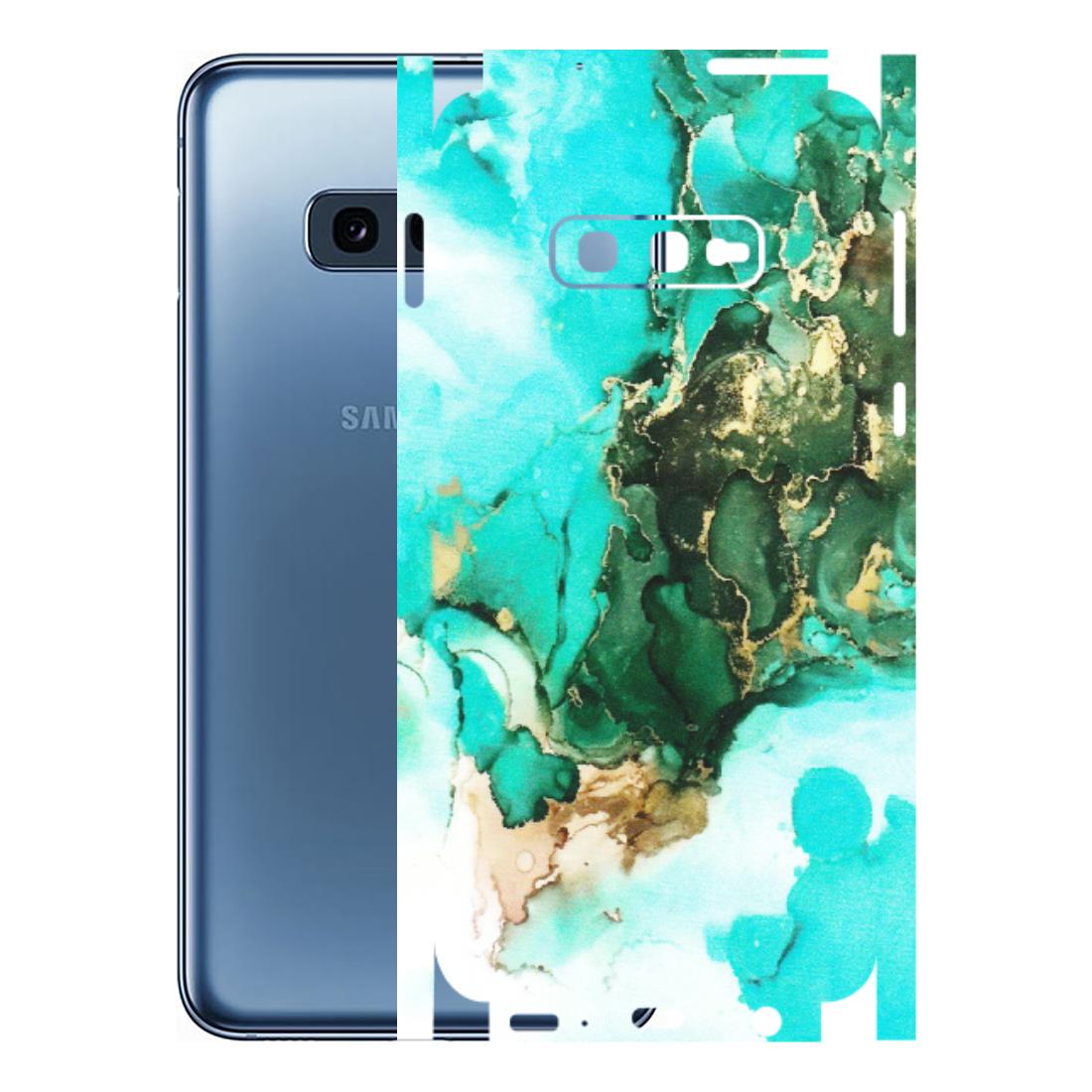 Samsung A/S Series Phone Skins (All Models) - The Blue Gold Marble - Matte Finish (M-124) Samsung Galaxy S10E