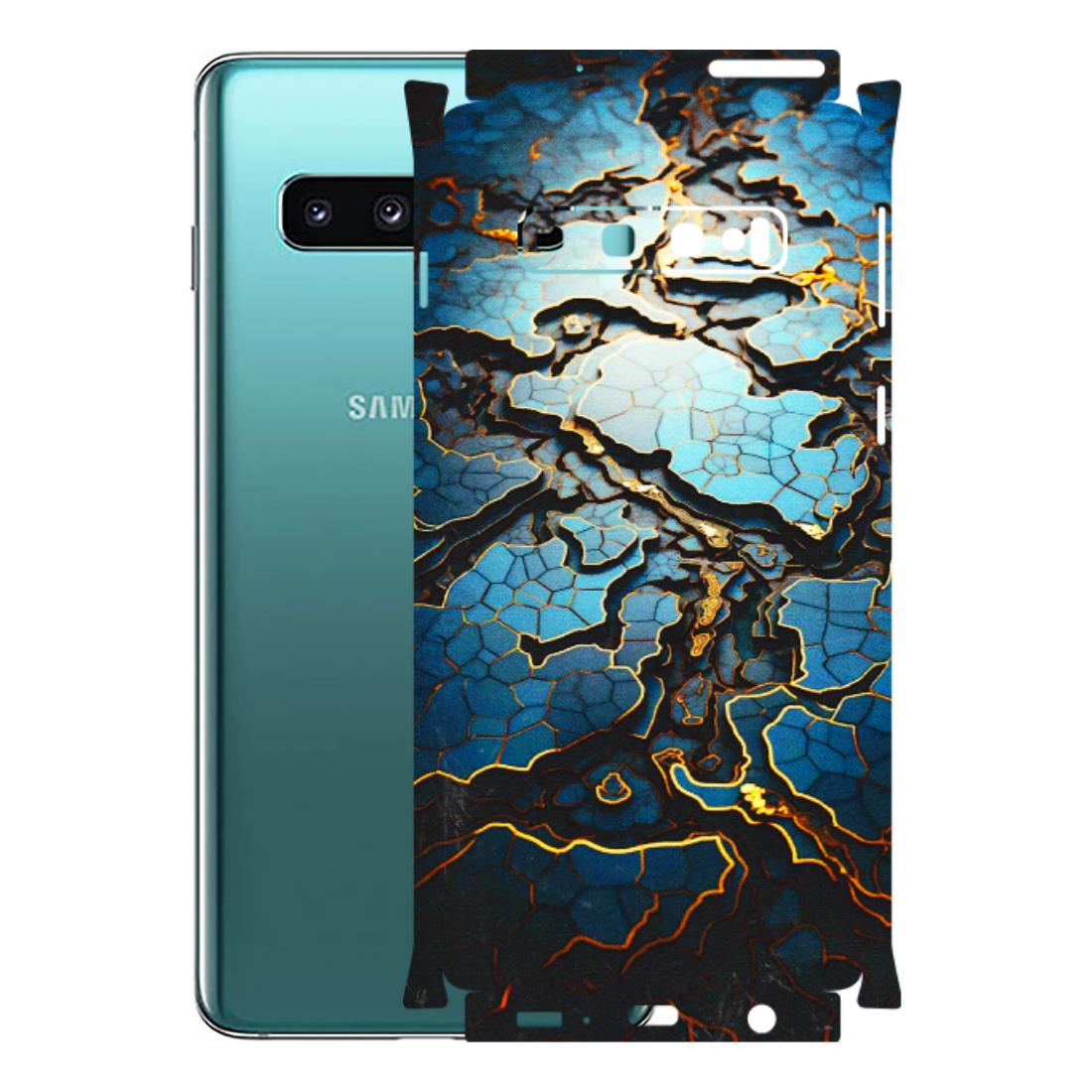 Samsung A/S Series Phone Skins (All Models) - Blue Gold Abstract - 3D Embossed Finish (L-11) Samsung Galaxy S10