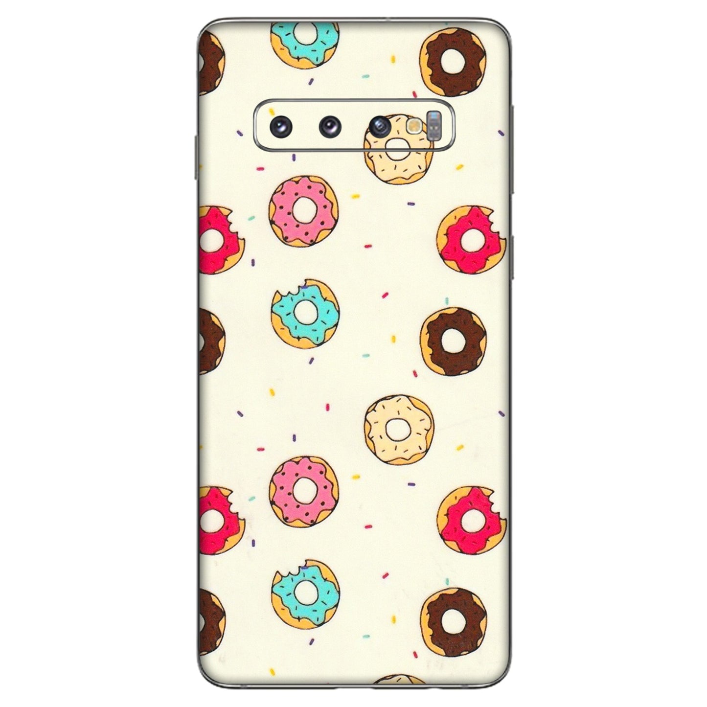 Samsung A/S Series Phone Skins (All Models) - Mini Donuts Doodle Art - 3D Embossed Finish (L-122) Samsung Galaxy S10