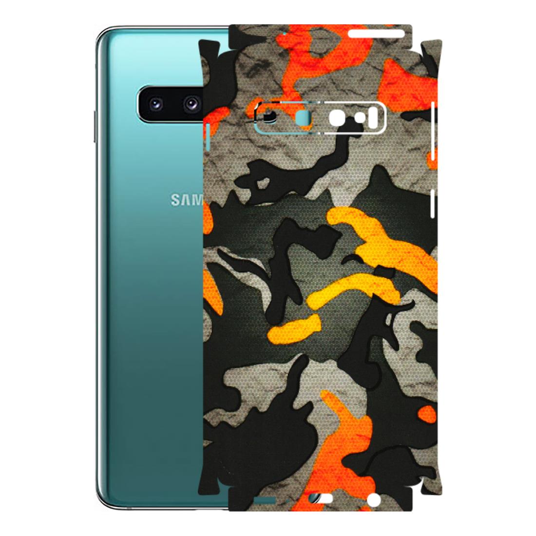Samsung A/S Series Phone Skins (All Models) - Orange Camouflage - 3D Embossed Finish (L-204) Samsung Galaxy S10