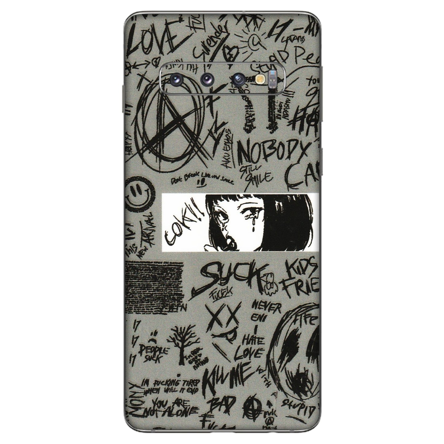 Samsung A/S Series Phone Skins (All Models) - Never Have Love Anime - 3D Embossed Finish (L-260) Samsung Galaxy S10