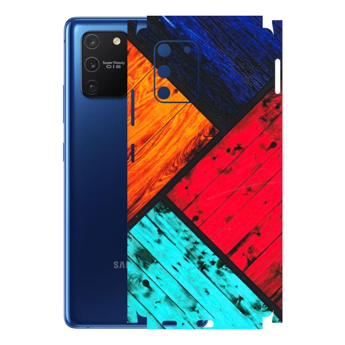 Samsung A/S Series Phone Skins (All Models) - Colourful Wood Panels Abstract - 3D Embossed Finish (L-09) Samsung Galaxy S10 Lite