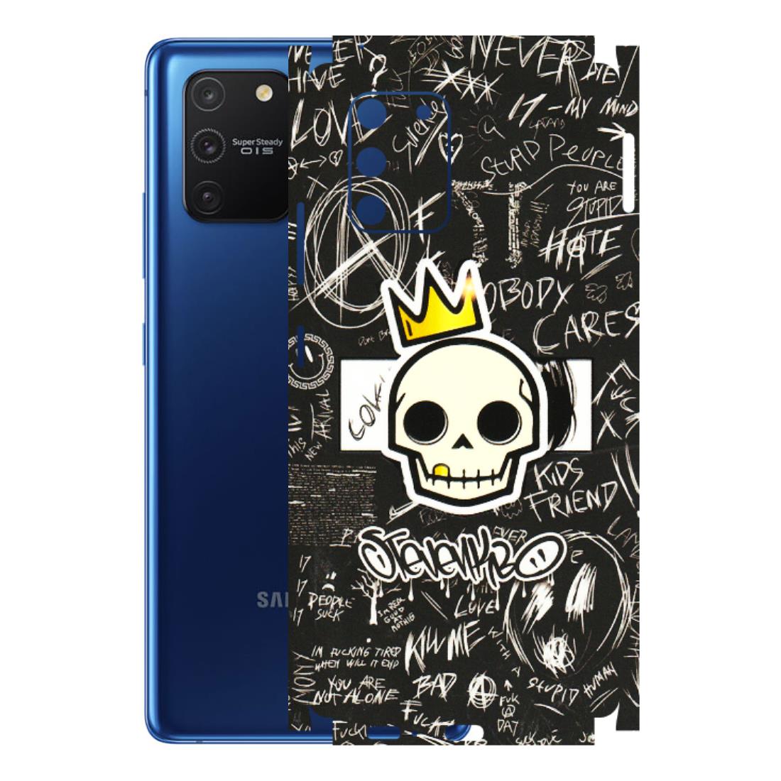 Samsung A/S Series Phone Skins (All Models) - Funny Skull Black Chalk Grafitti - 3D Embossed Finish (L-22) Samsung Galaxy S10 Lite