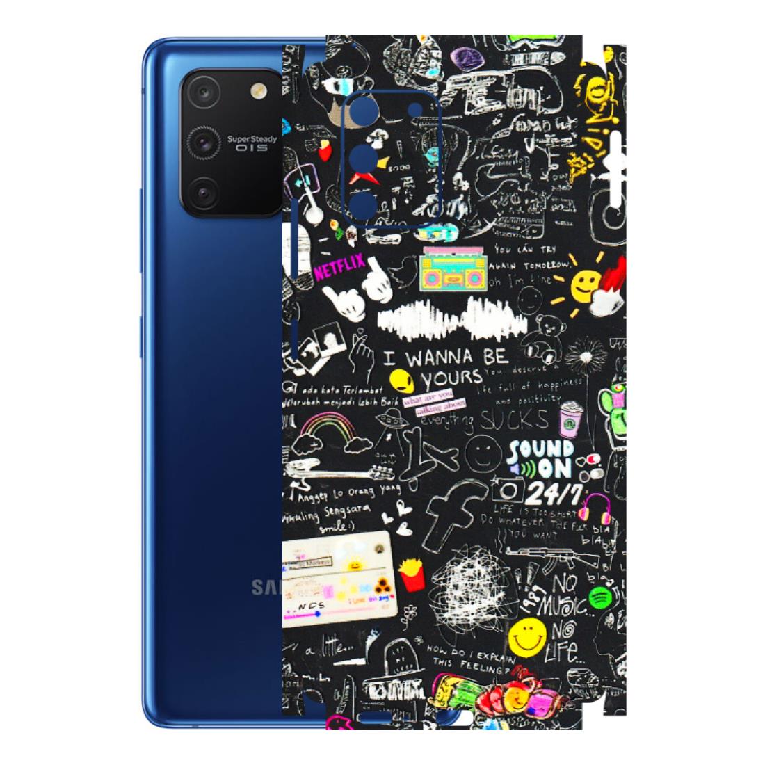 Samsung A/S Series Phone Skins (All Models) - Black Creatives Doodles - 3D Embossed Finish (L-311) Samsung Galaxy S10 Lite