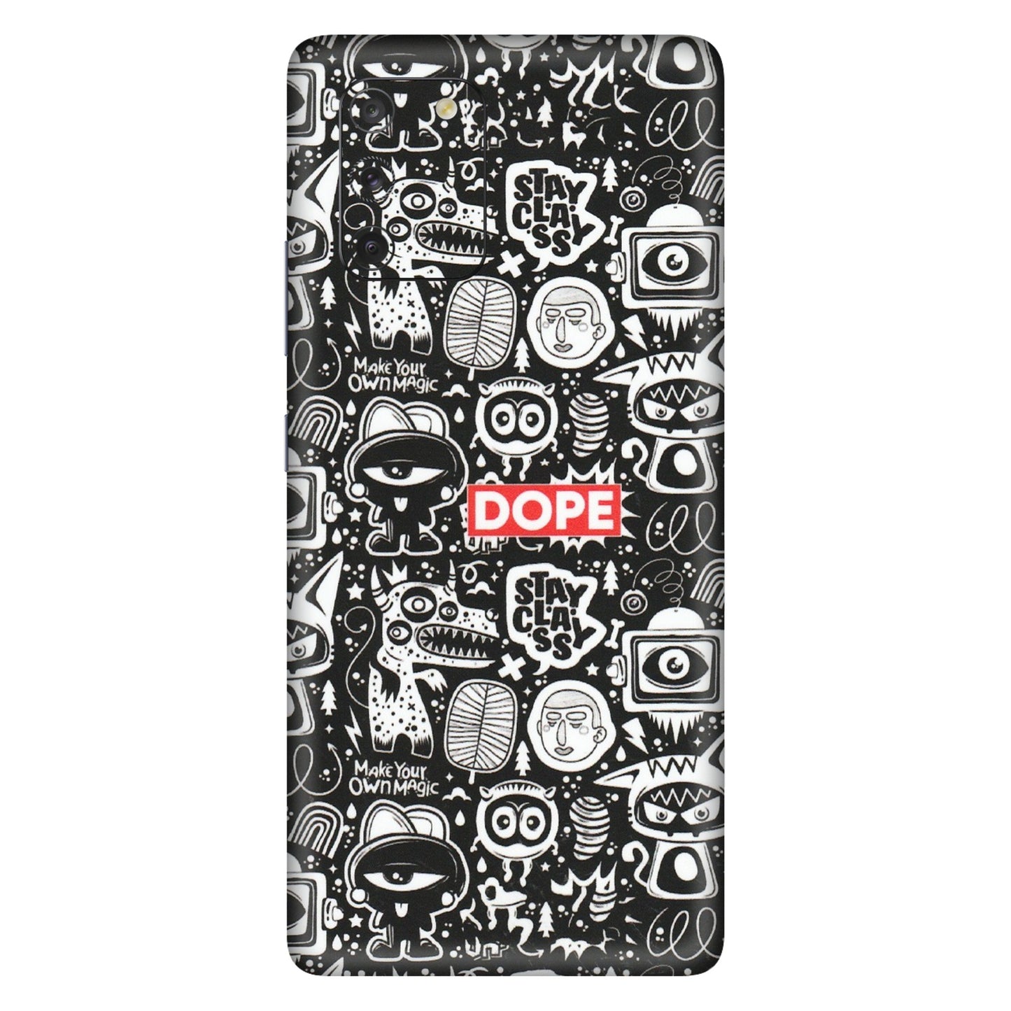 Samsung A/S Series Phone Skins (All Models) - Dope Stay Classy Black Doodles - Matte Finish (M-126) Samsung Galaxy S10 Lite