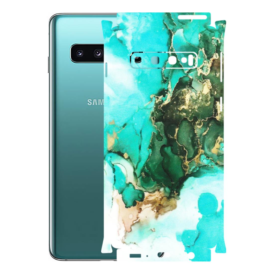 Samsung A/S Series Phone Skins (All Models) - The Blue Gold Marble - Matte Finish (M-124) Samsung Galaxy S10