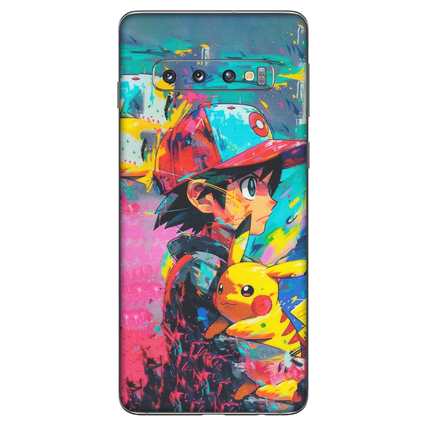 Samsung A/S Series Phone Skins (All Models) - Ash & Pikachu - Matte Finish (M-26) Samsung Galaxy S10